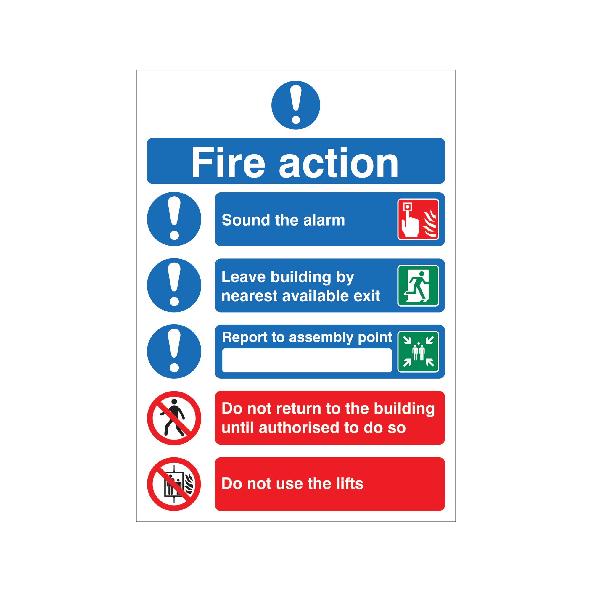FIRE ACTION SYMBOLISED RIGID PLAS A5