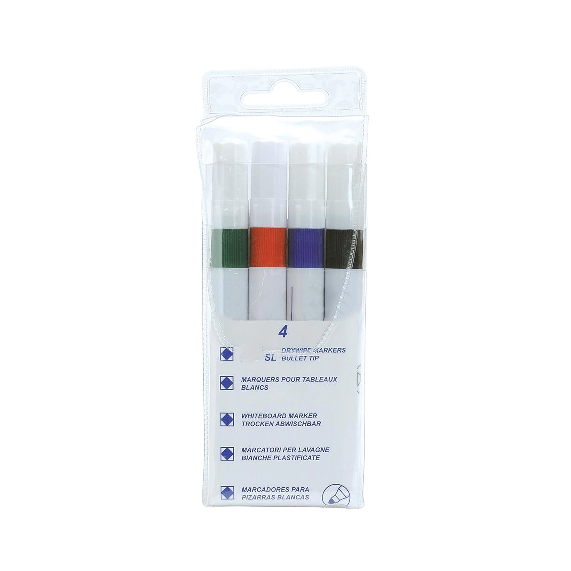 DRY WIPE MARKERS BULLET TIP AST PK4