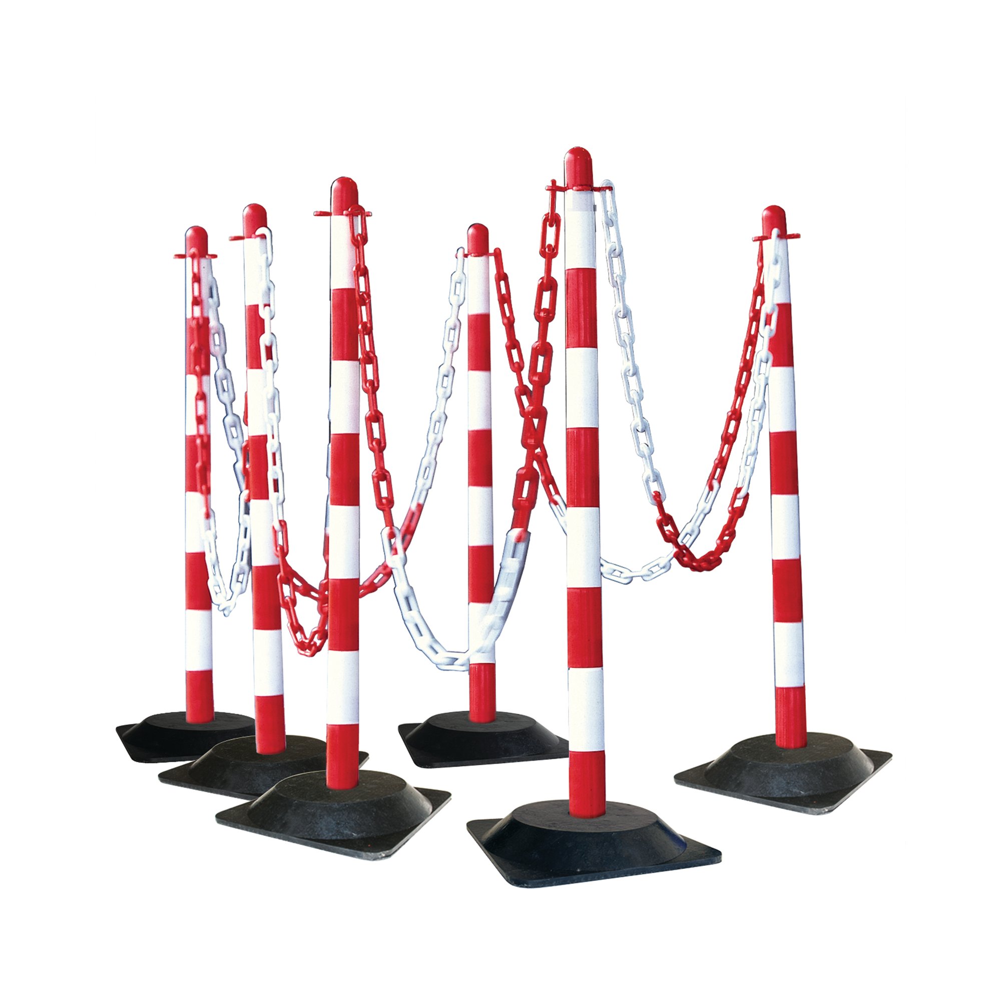 GUARDA CHAIN 6 POST RED/WHT RUBBER