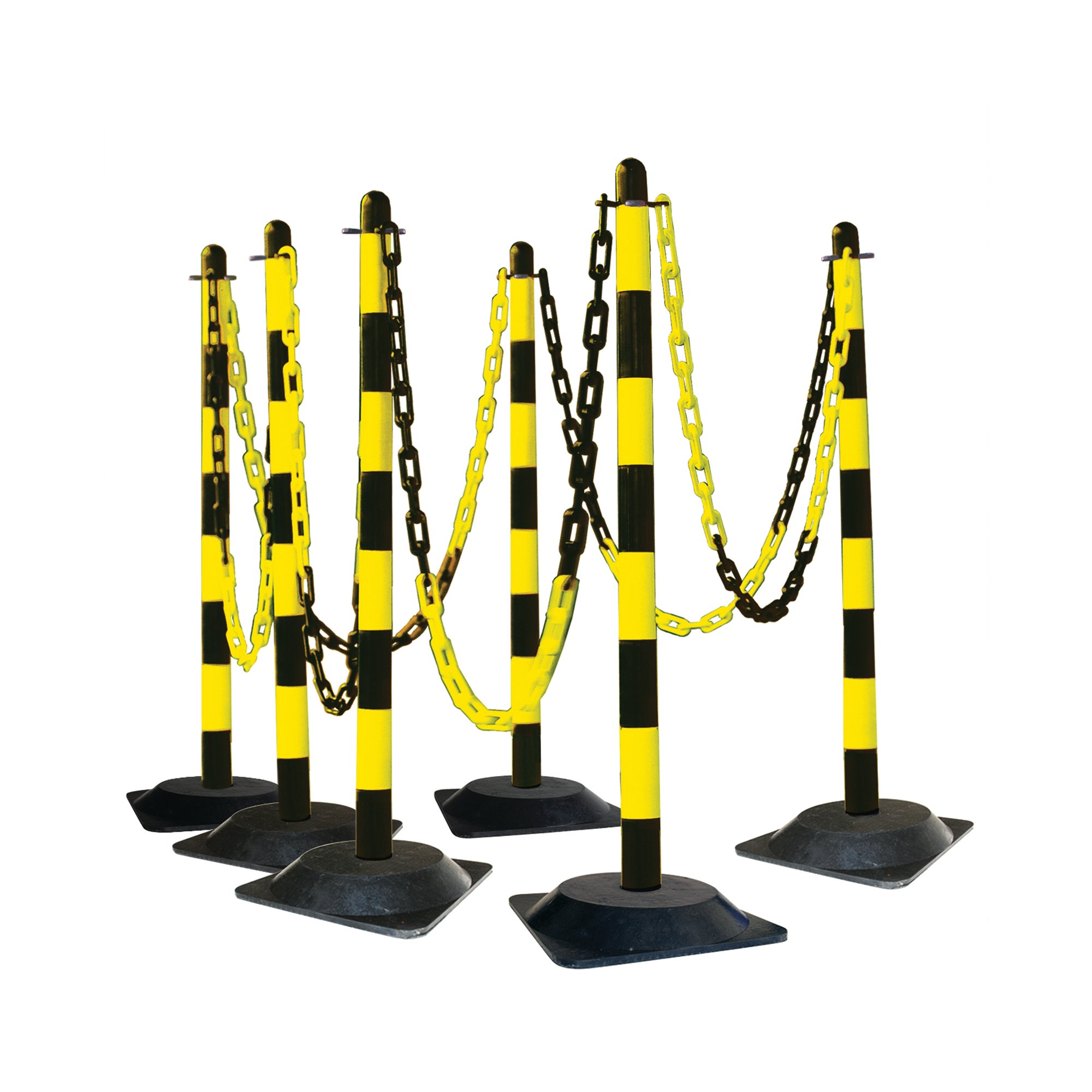 GUARDA CHAIN 6 POST YLW/BLK RUBBER