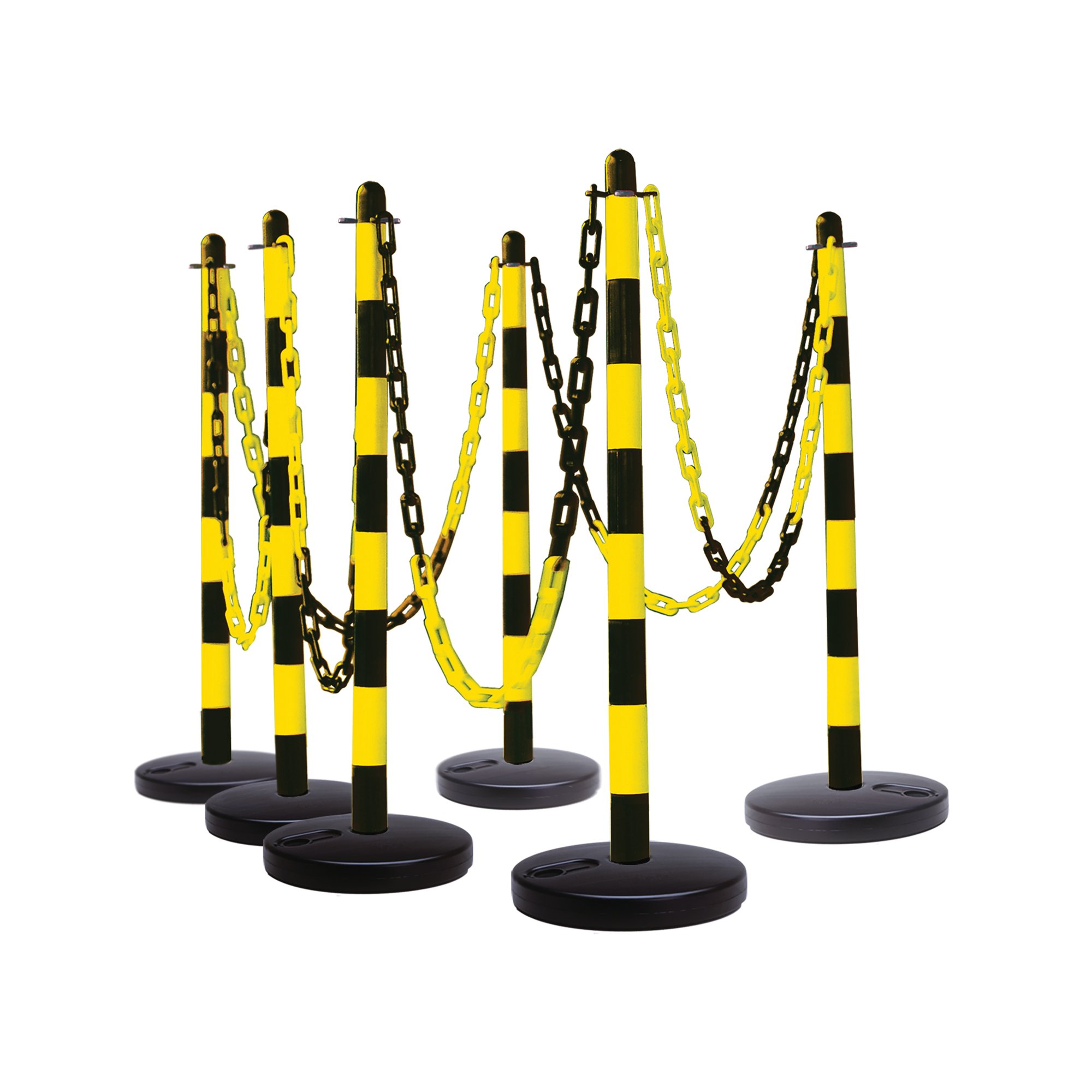 GUARDA CHAIN 6 POST YLW/BLK ROUND