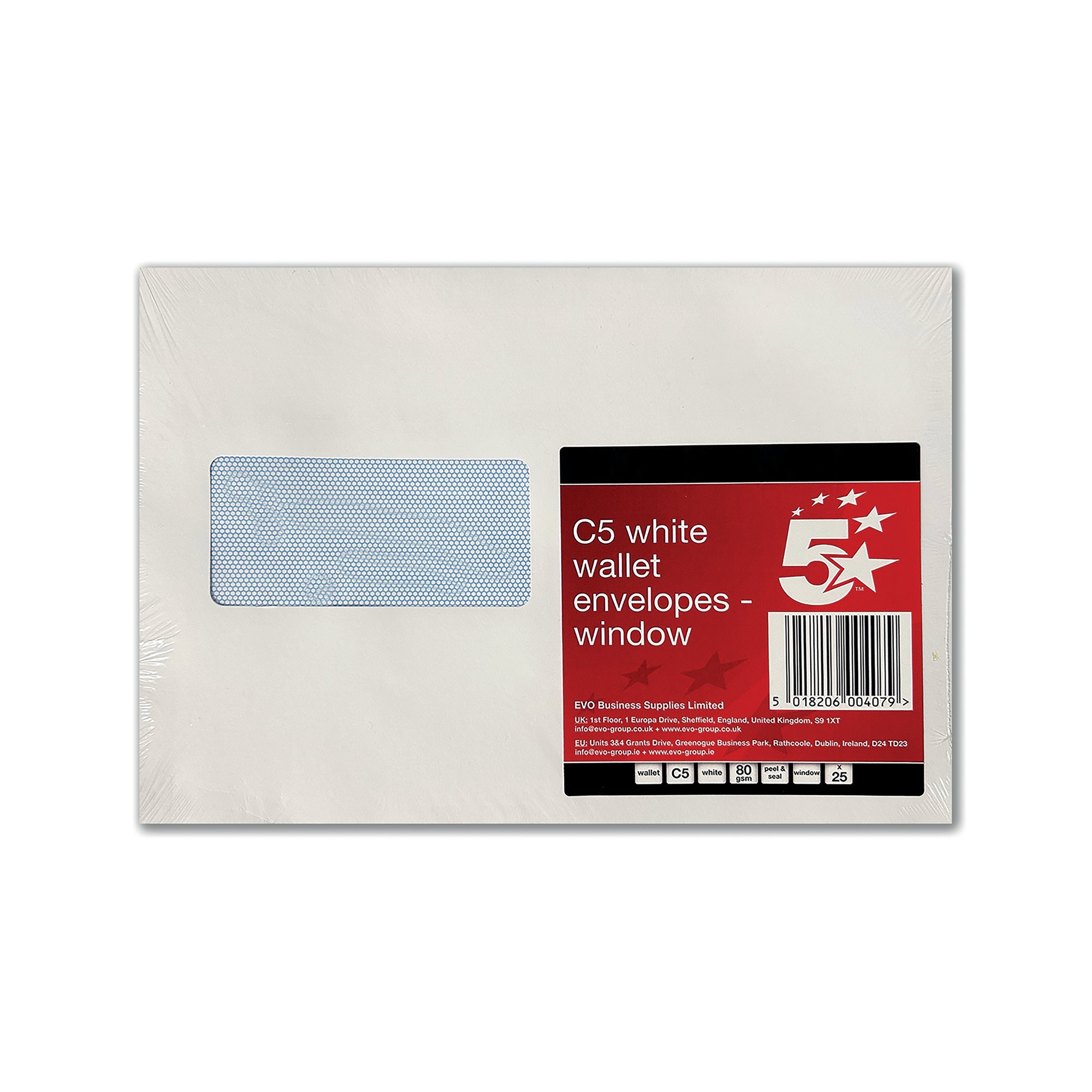 C5 WINDOW PKT ENVELOPE PLSL WHT PK25