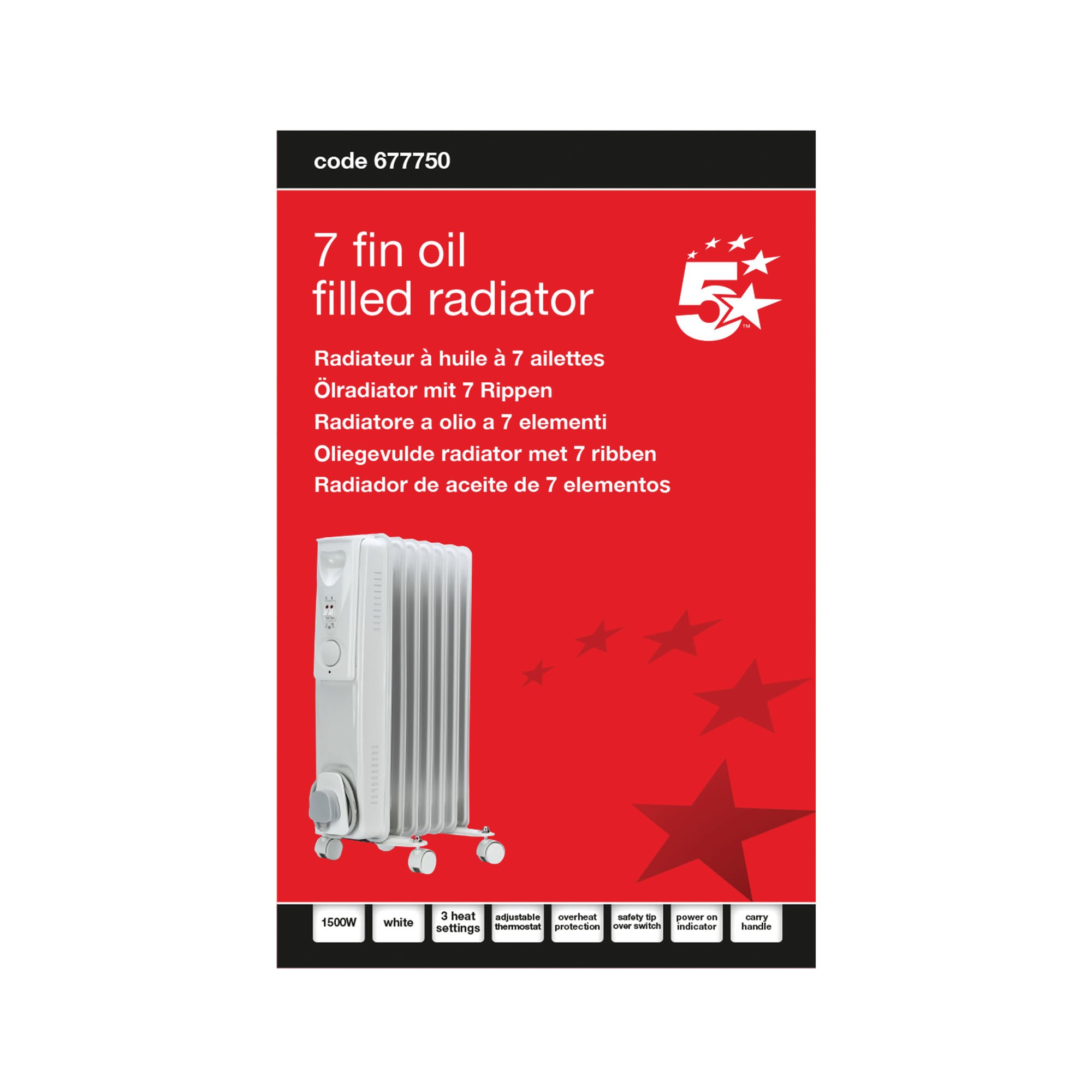 7 FIN OIL FILLED RADIATOR 1500W WHT