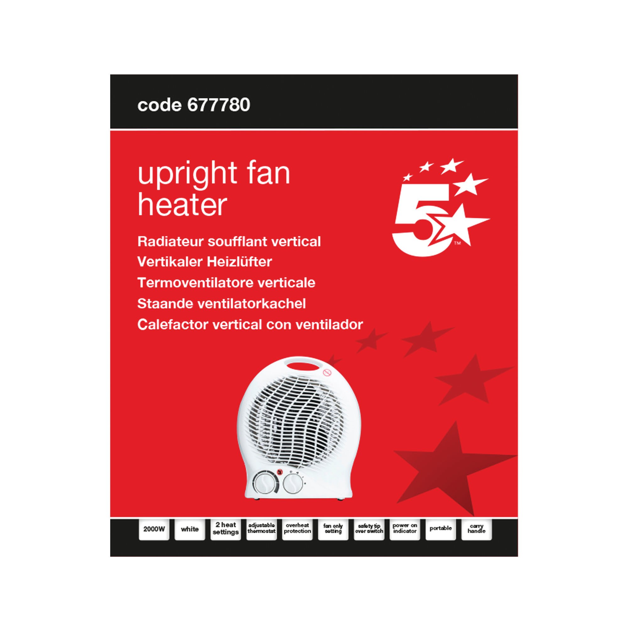 UPRIGHT PORT FAN HEATER 2000W WHITE