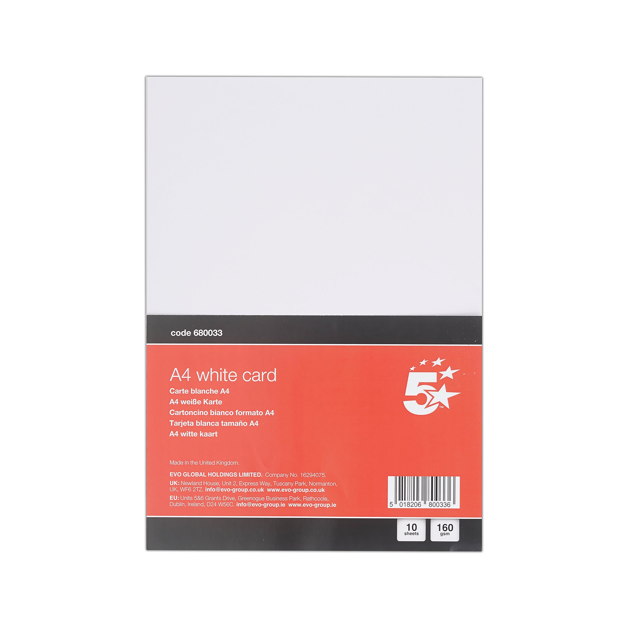 5 STAR A4 WHITE CARD X10 CARDS PK12
