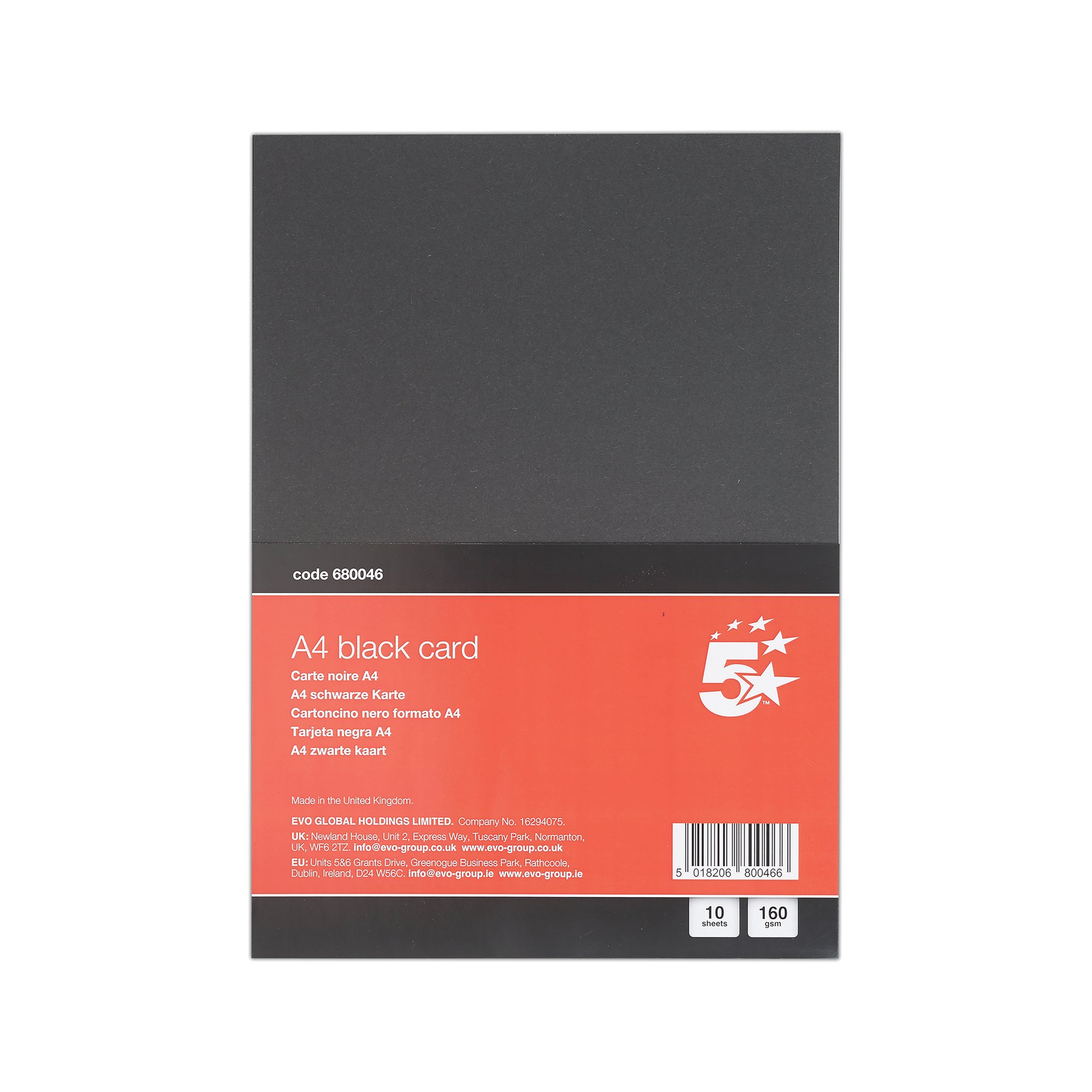 5 STAR A4 BLACK CARD X10 CARDS PK12