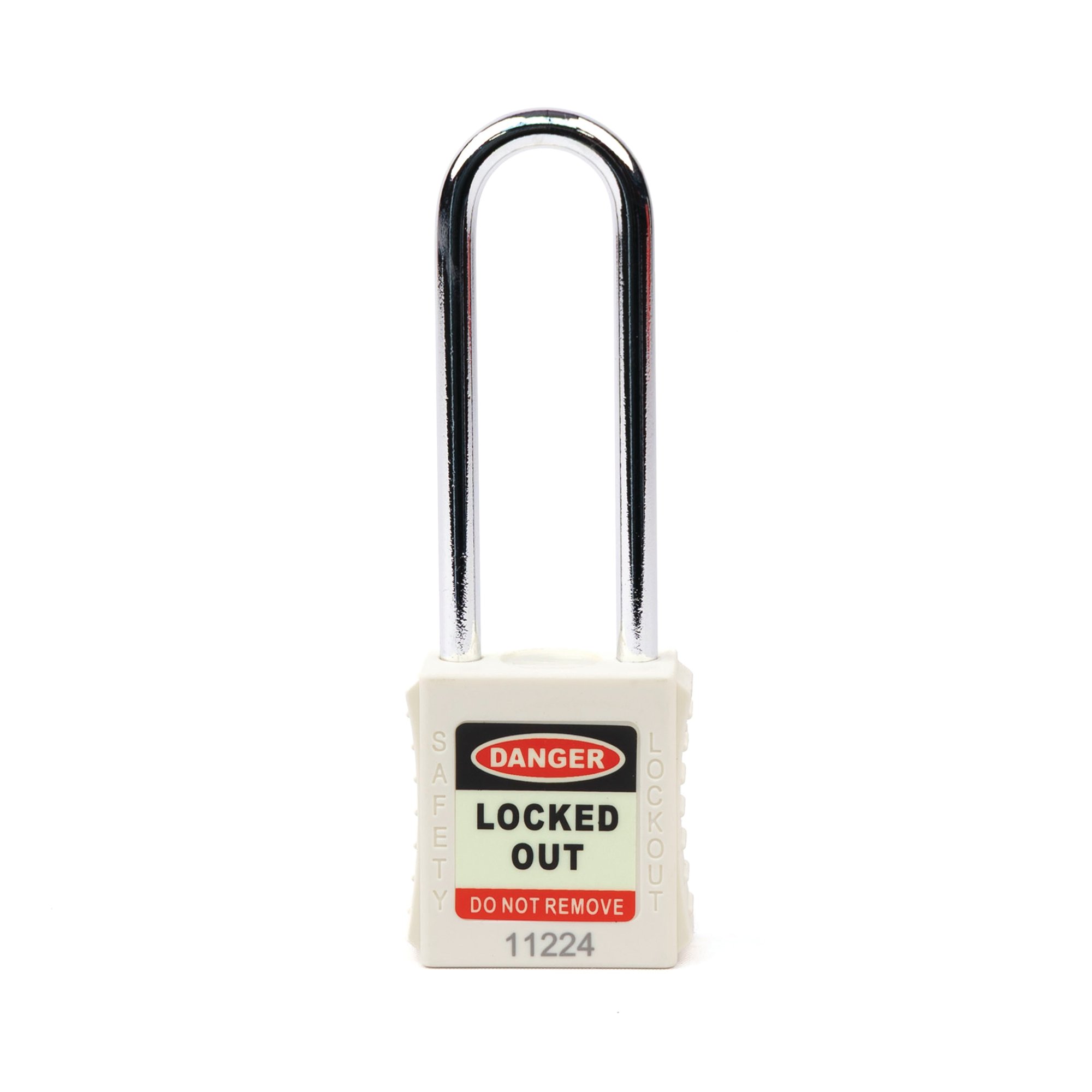 LONG SHACKLE SAF LOCKOUT PADLOCK WHT