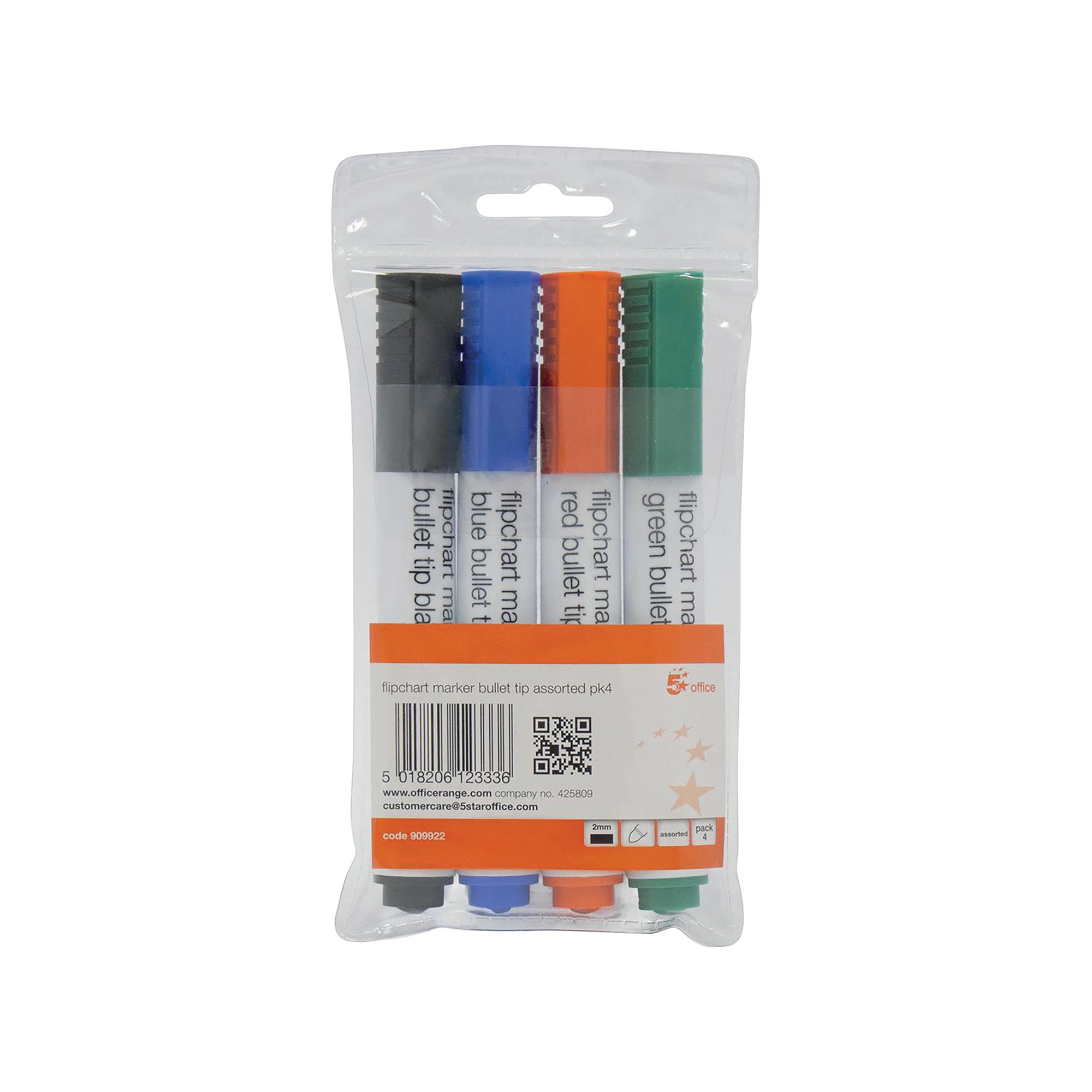 FLIPCHART MARKER BULLET TIP AST PK4