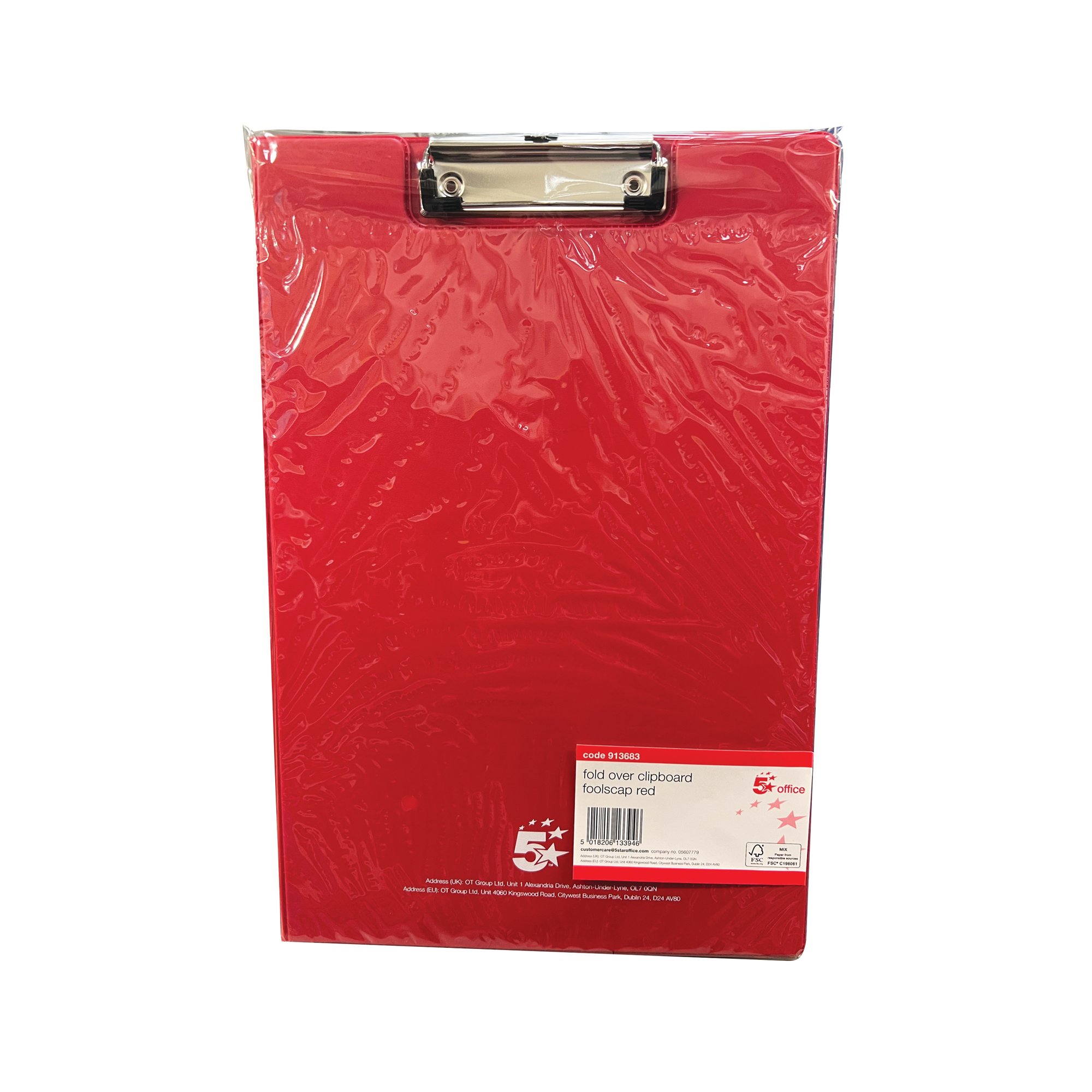 FOLD-OVER CLIPBOARD FOOLSCAP RED