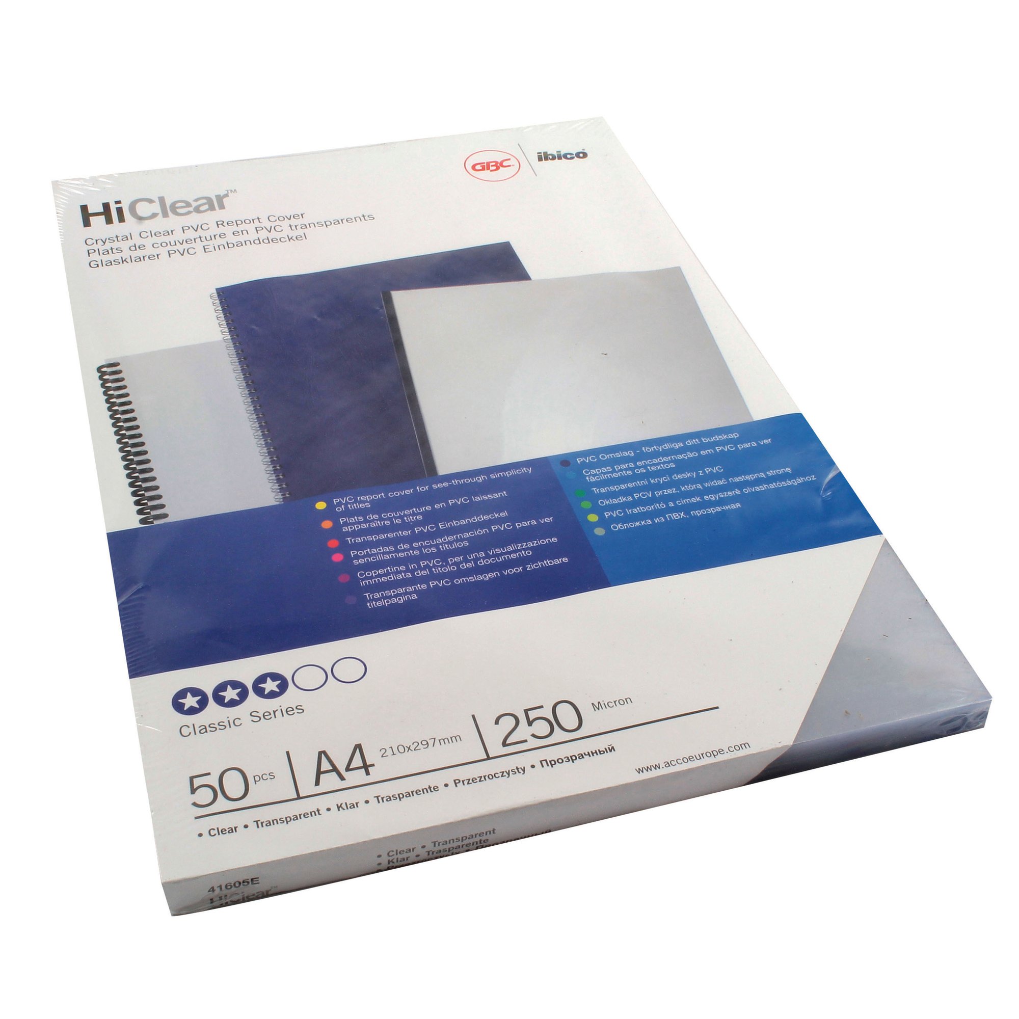 GBC HICLEAR A4 BIND COVR 250MIC PK50