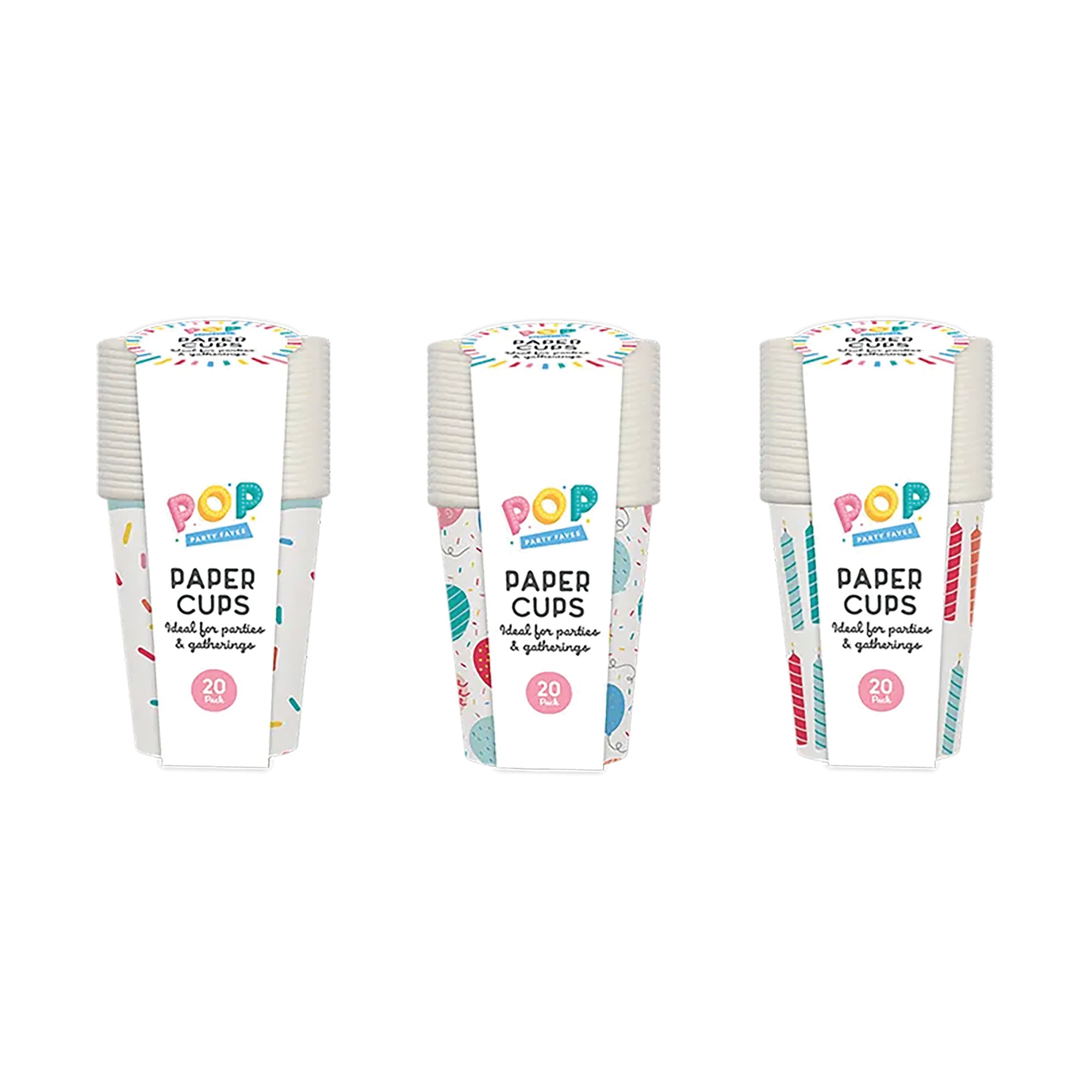 PARTY PRINTED PAPER CUPS X20 PK18
