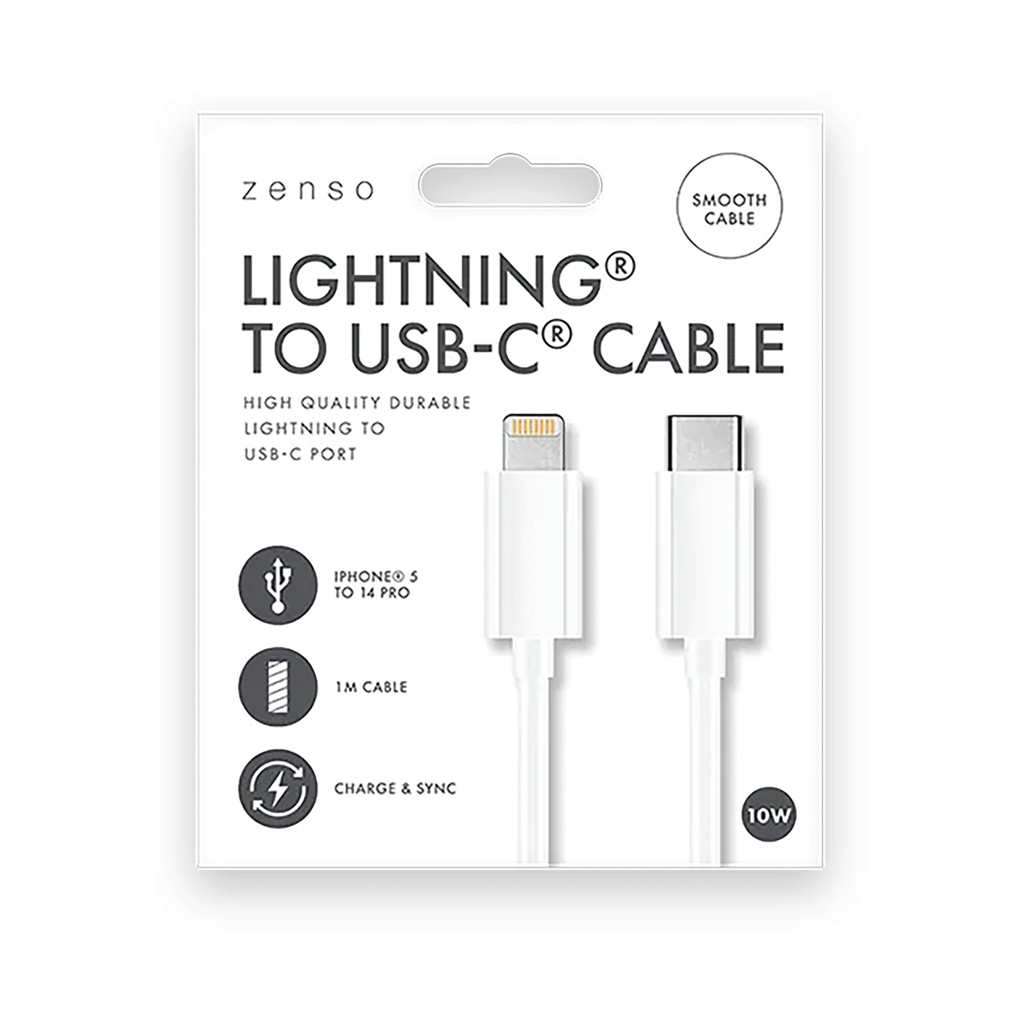 LIGHTNING TO TYPEC CABLE 1M WHT PK24