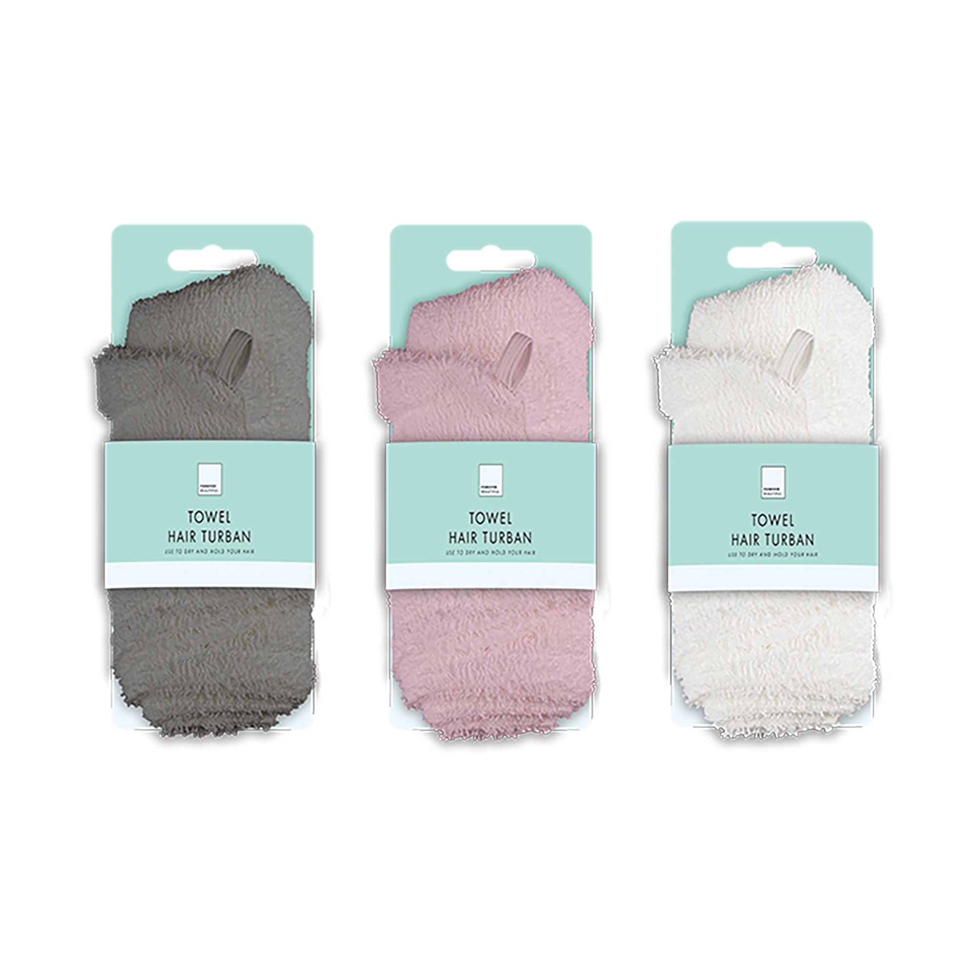 TOWEL HAIR TURBAN ASSORTED PK24