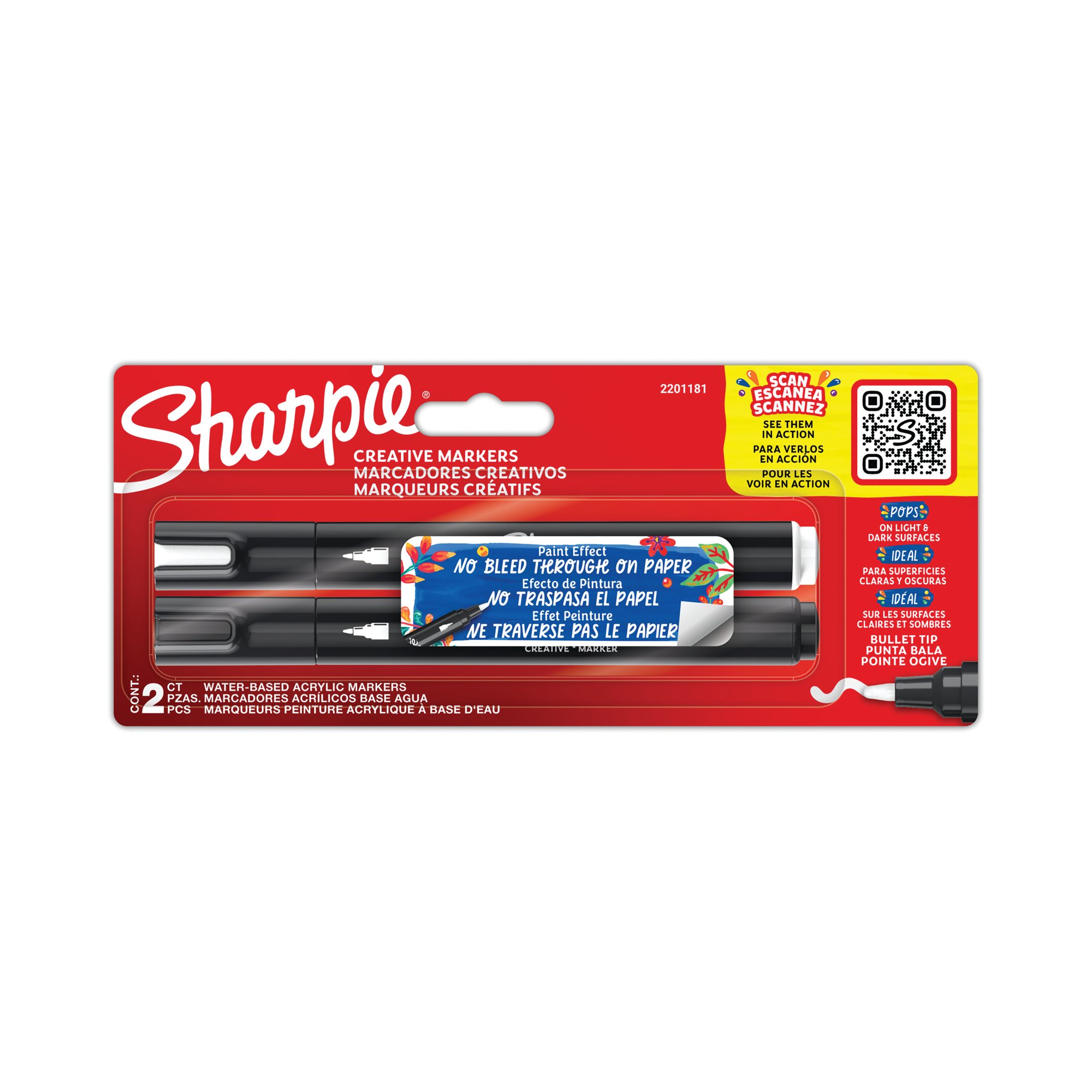 SHARPIE MARKER BULLET BLK/WHT PK2