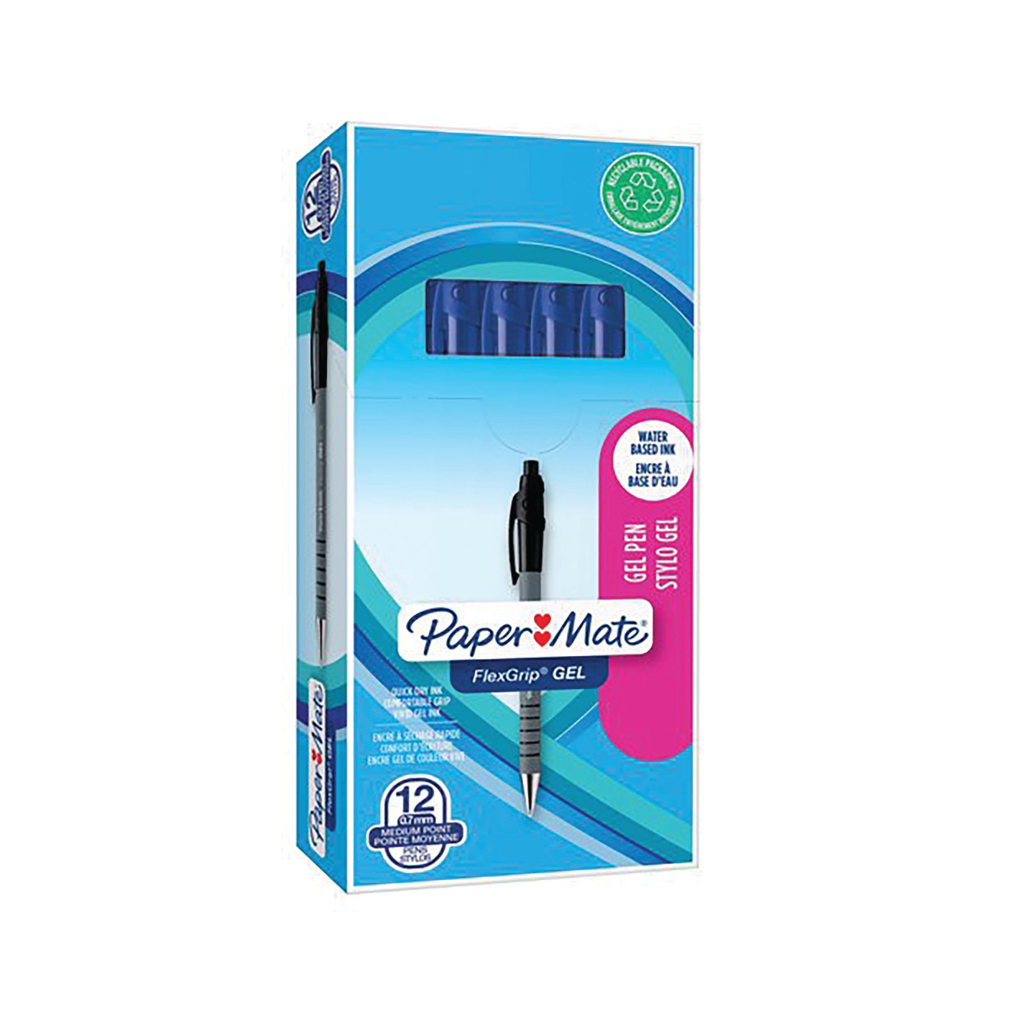 PAPERMATE FLEXGRIP GEL PENS BLU PK12