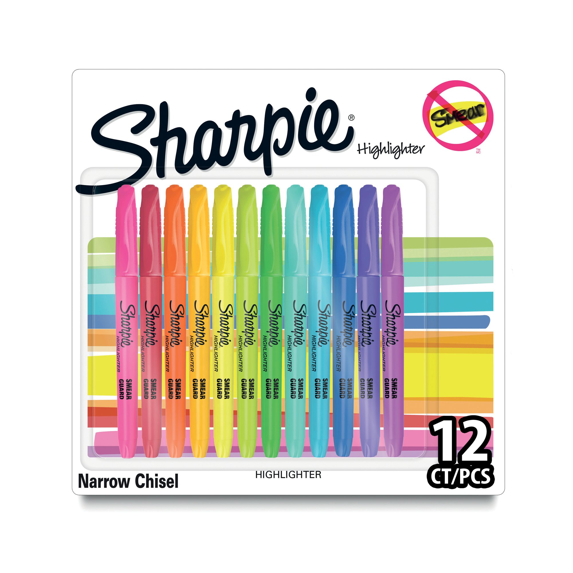 SHARPIE HIGHLIGHTER CHISEL AST PK12