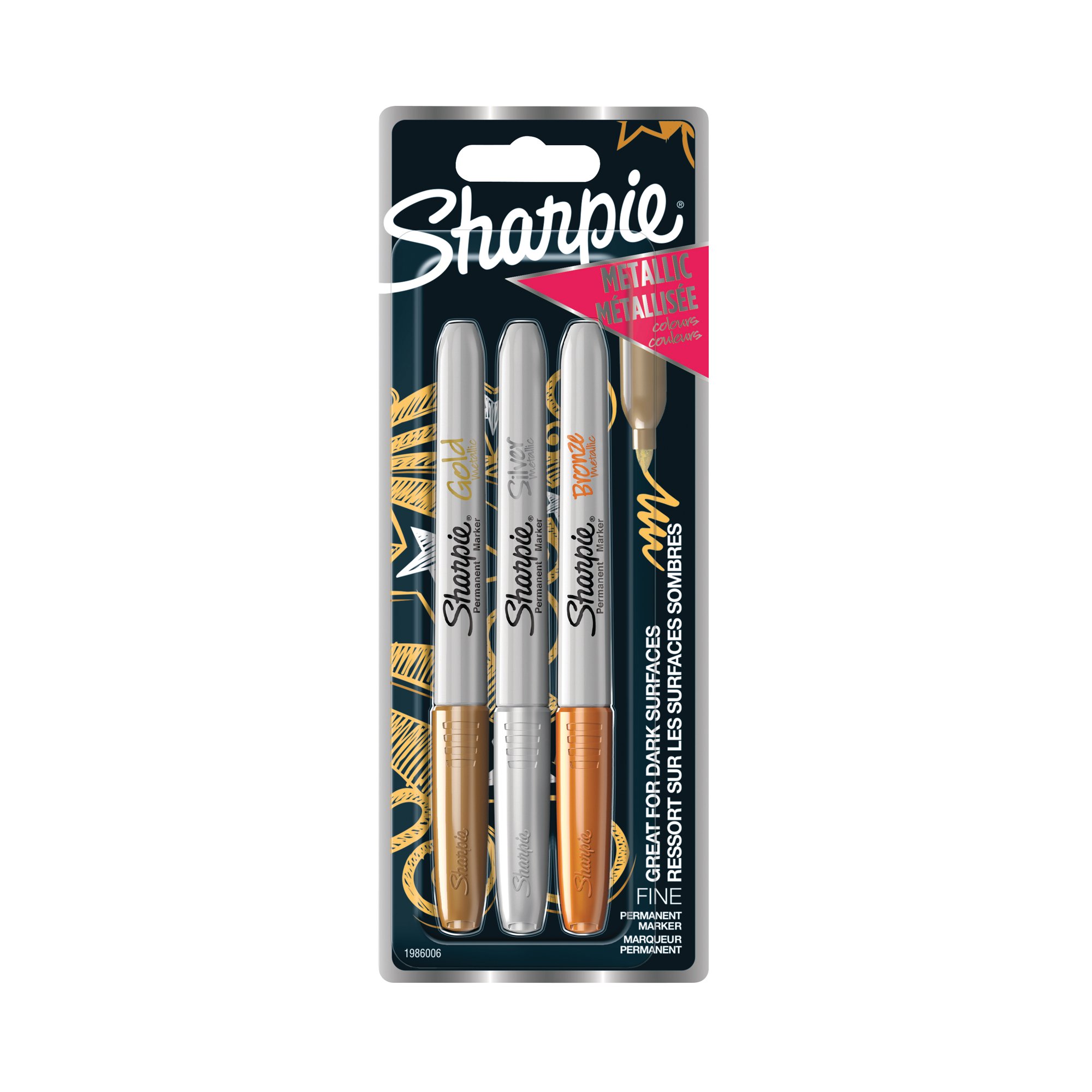 SHARPIE METALLIC MARKER FINE PK3
