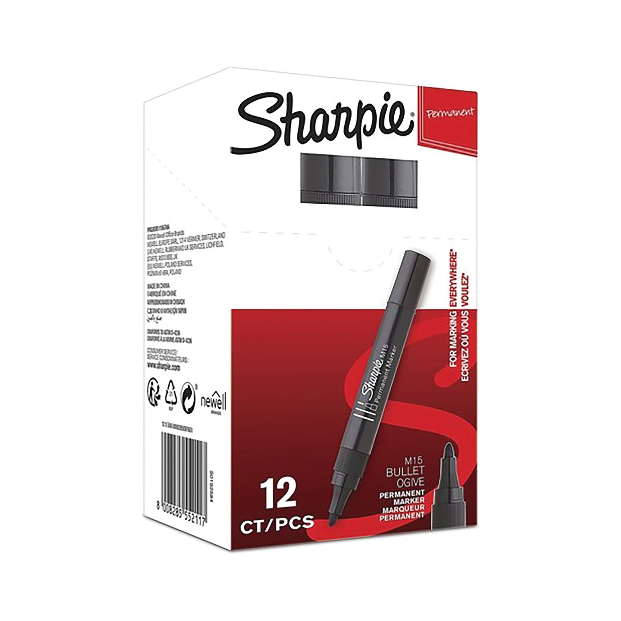 SHARPIE M15 PERM BLLT MARKER BLK P12