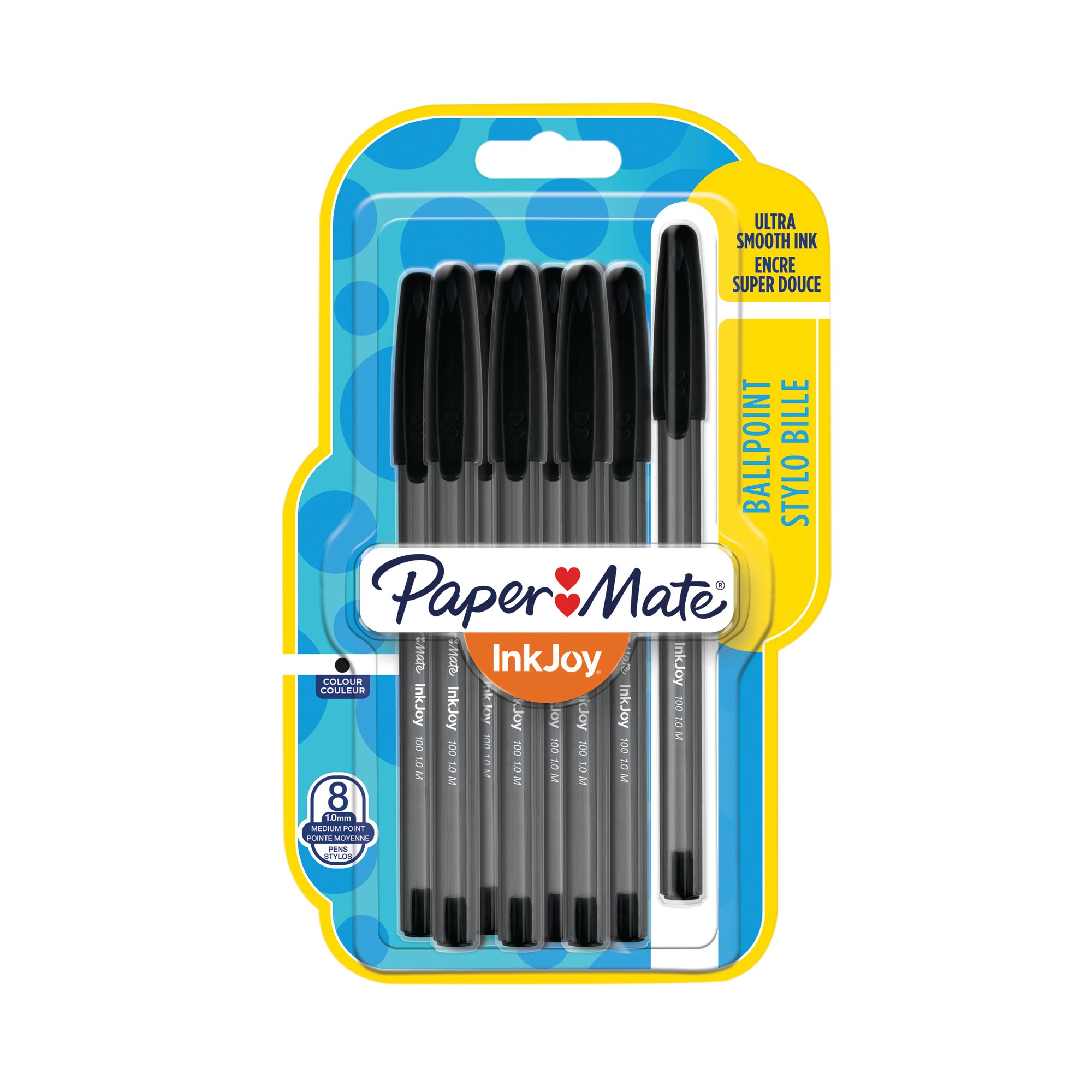PAPERMATE INKJOY 100 CAP MED BLK PK8