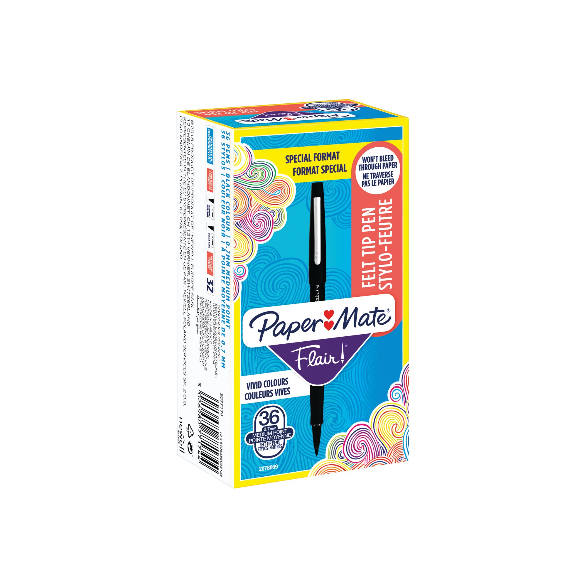 PAPERMATE FLAIR FELT PEN BLACK PK36