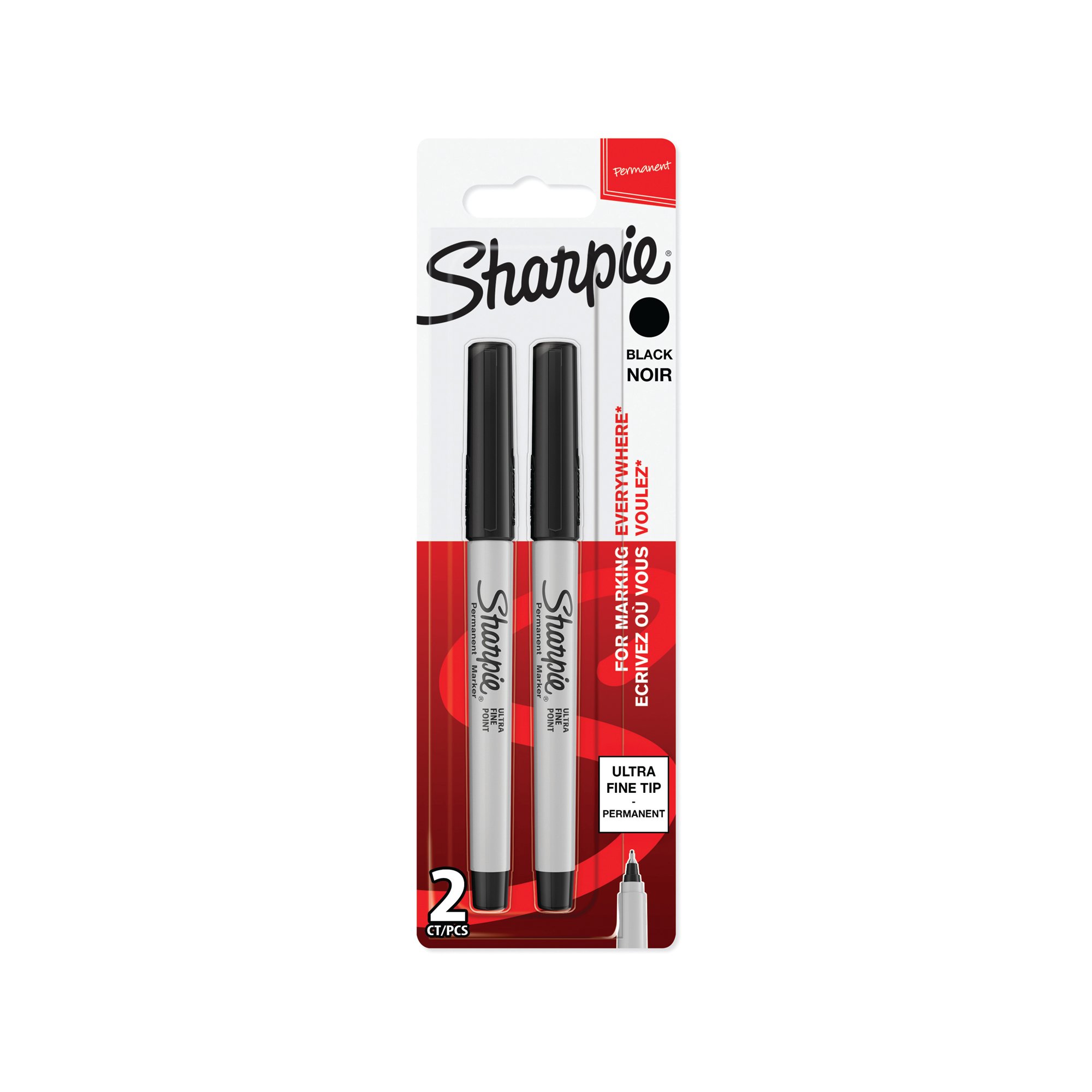 SHARPIE PERM MARKER UFINE BLK PK2