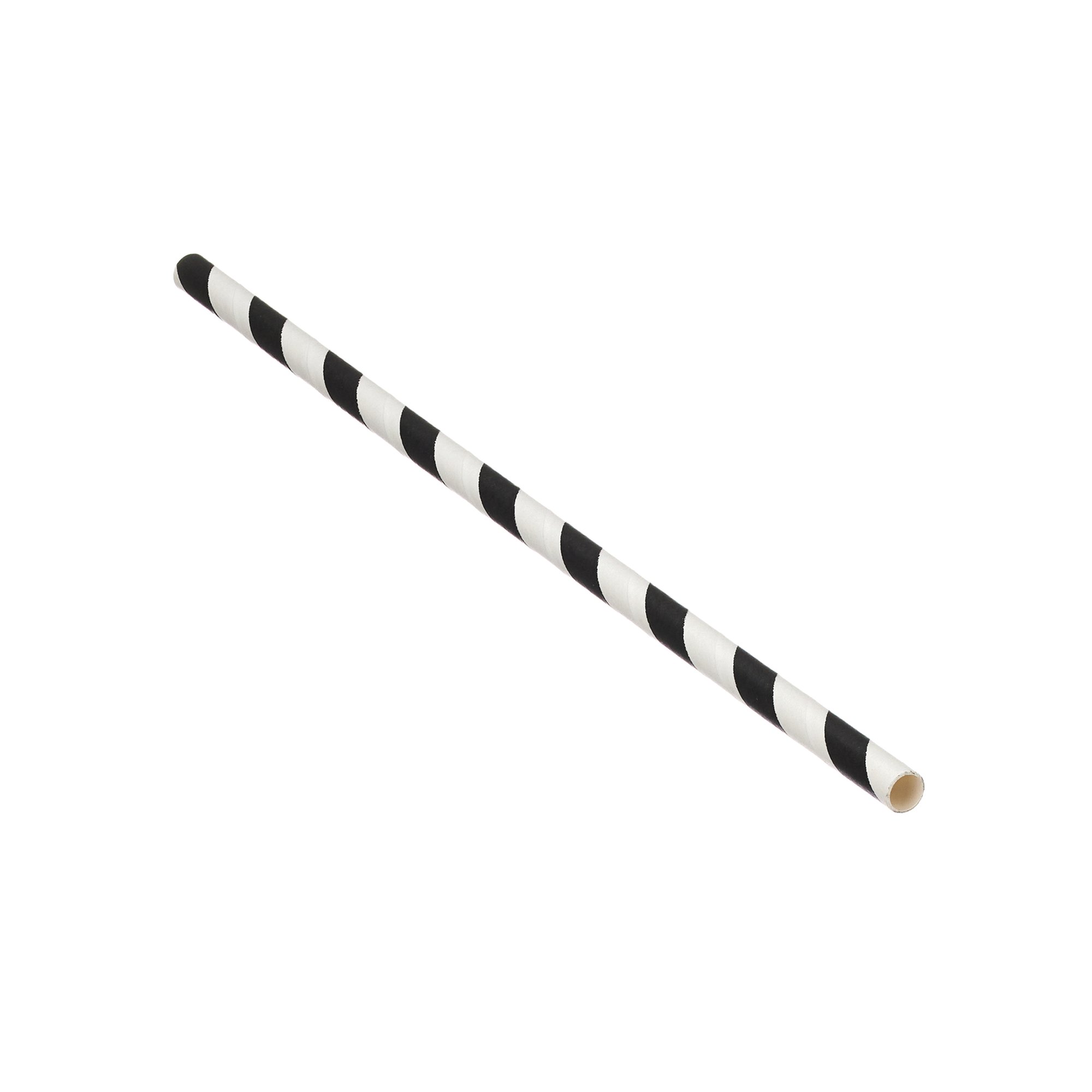 PAPER STRAW 200X6MM BLK/WHT PK5000