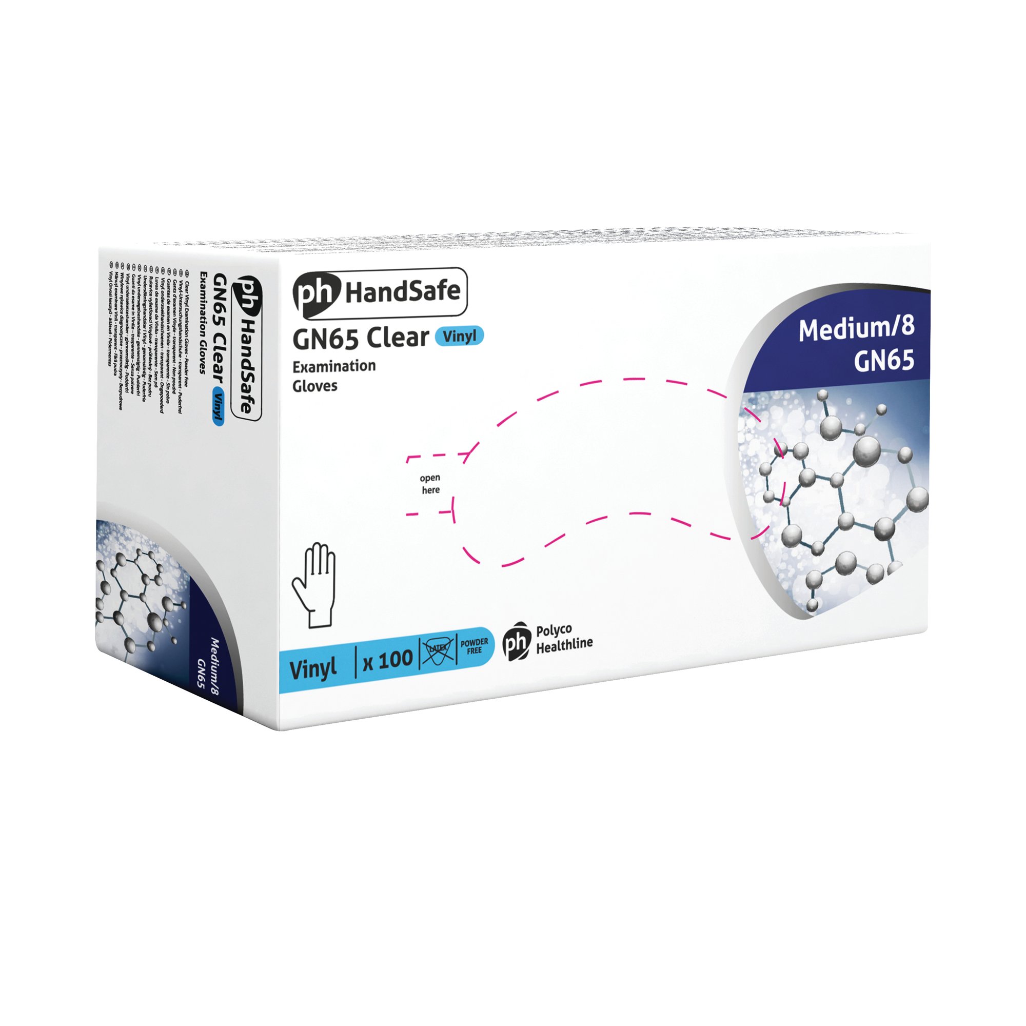 HANDSAFE PF VINYL GLOVES M CLR PK100