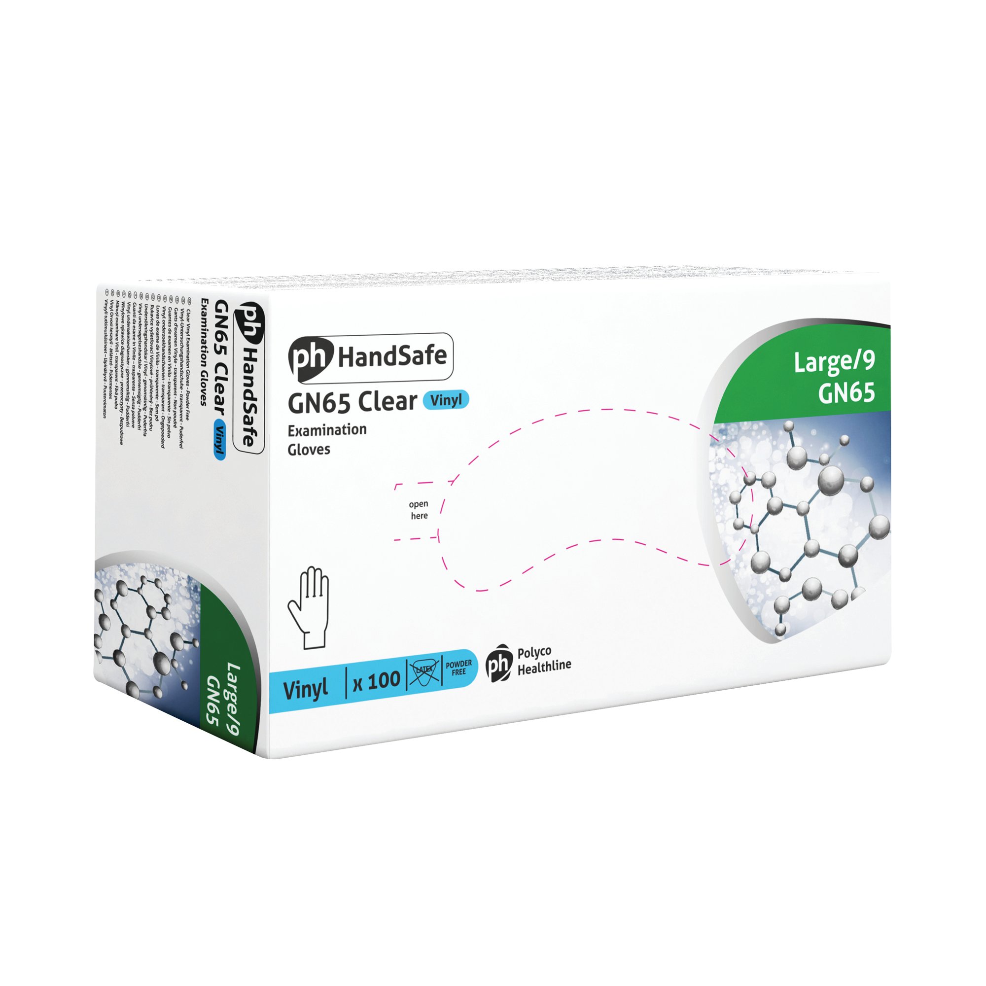 HANDSAFE PF VINYL GLOVES L CLR PK100