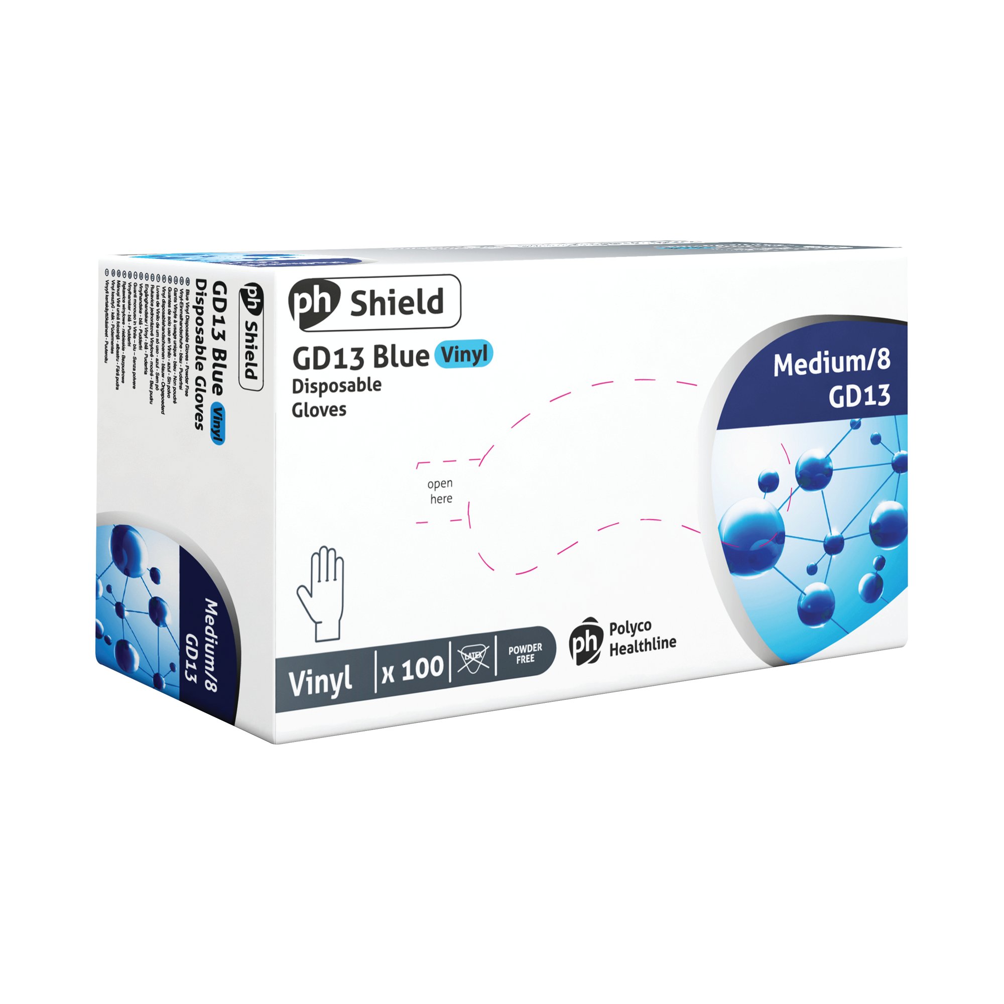 SHIELD PF VINYL GLOVES M PK100 GD13