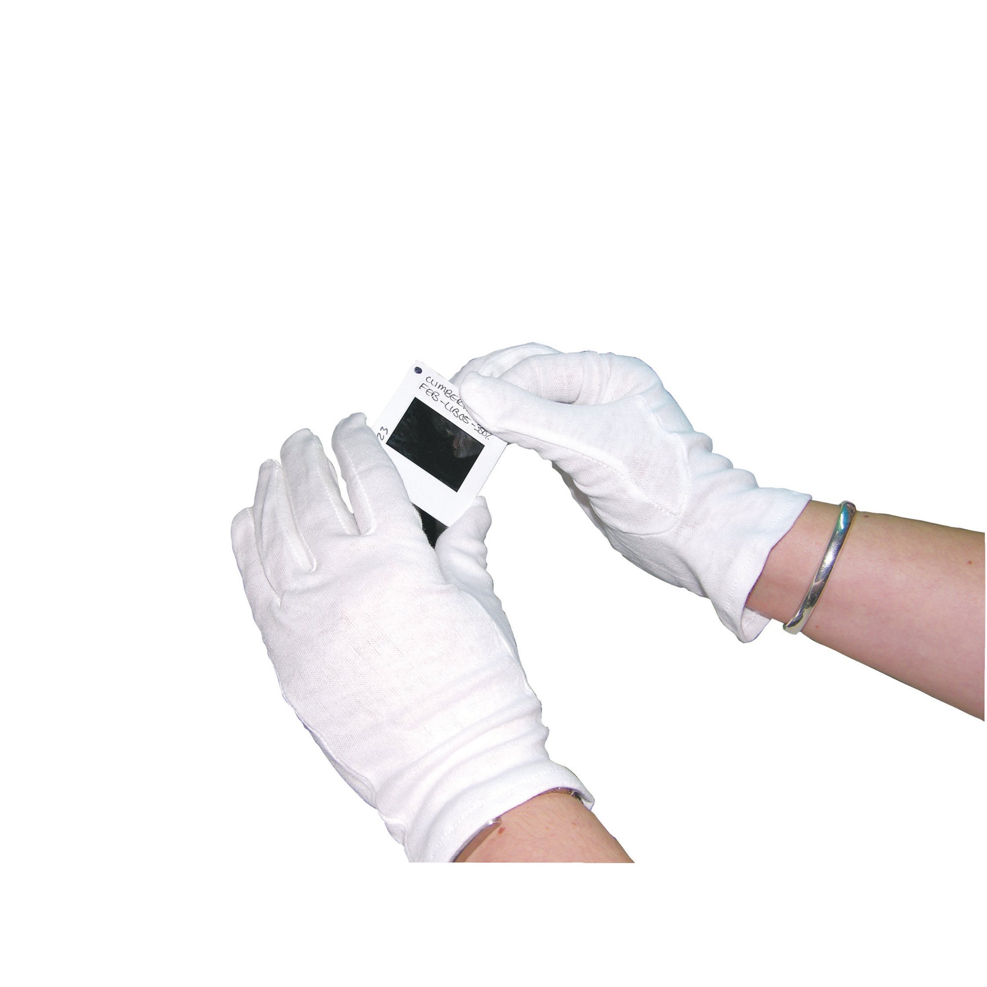 WHITE KNITTED MED COTTON GLOVES PK10