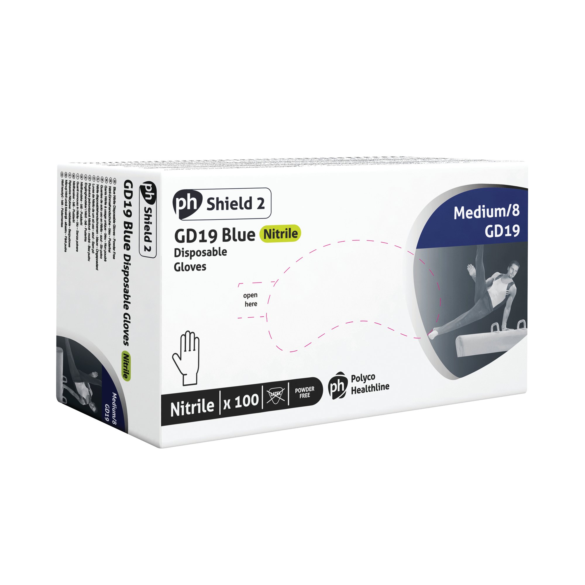 SHIELD PF NITRILE GLOVES M P100 GD19