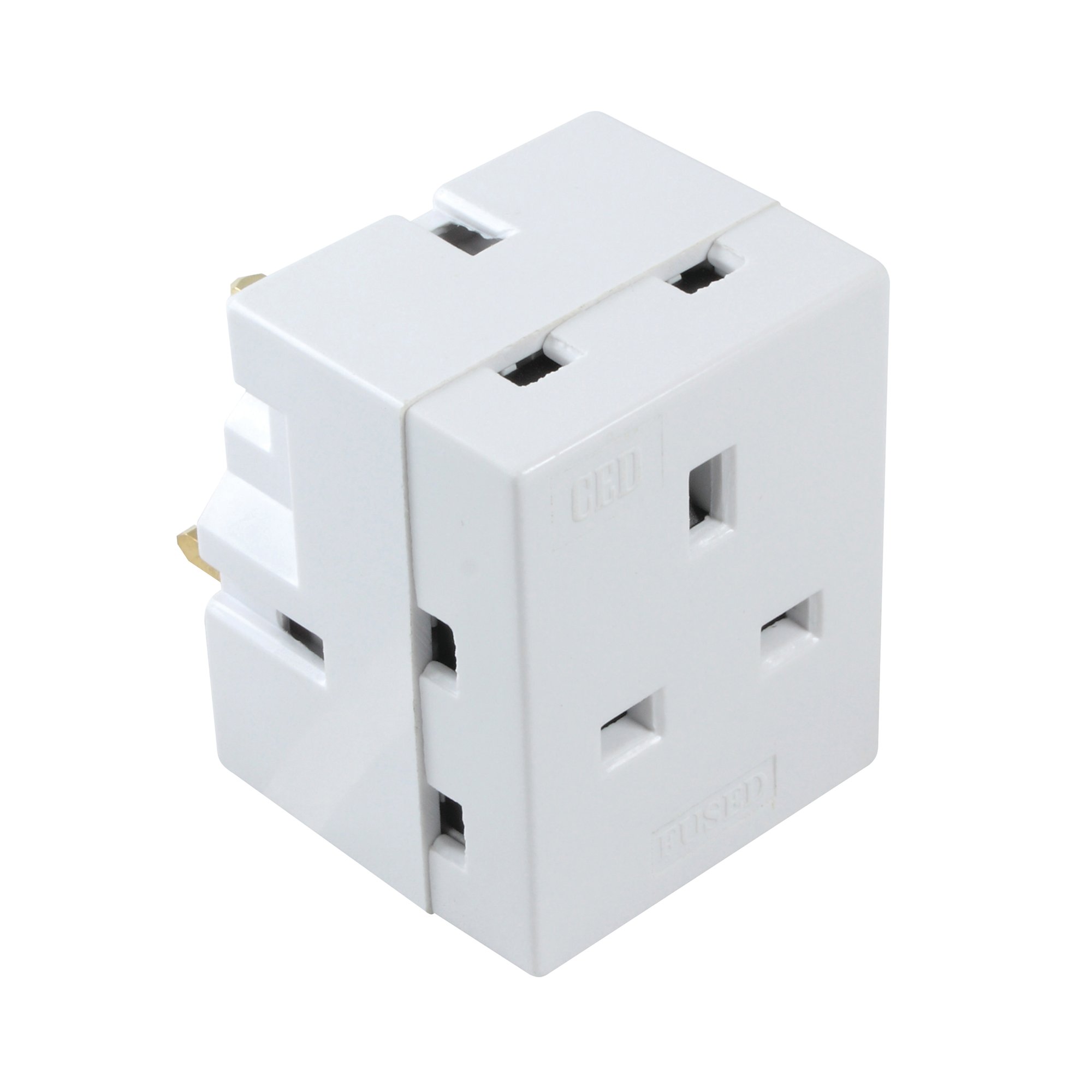 CED 3-WAY ADAPTOR FUSED 13 AMP WHITE