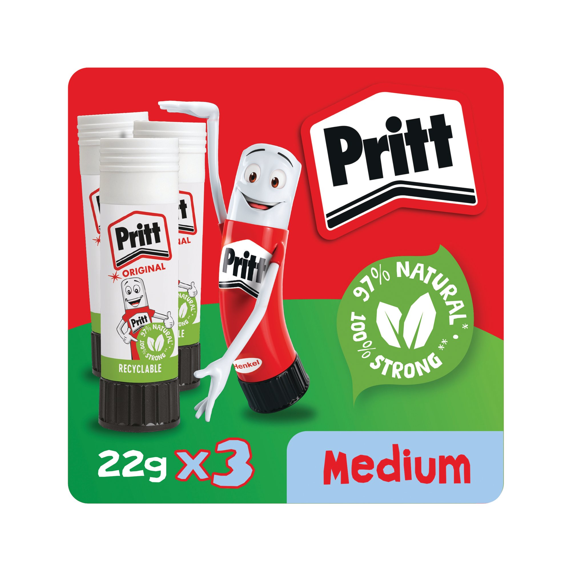 PRITT STICK GLUE STICK 22G PK3