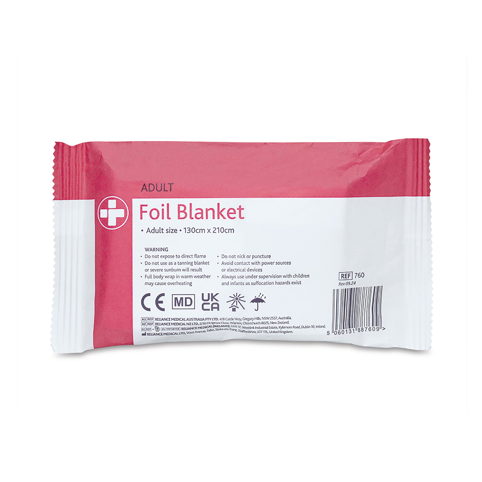 FOIL BLANKET 130CM X 210CM PK10