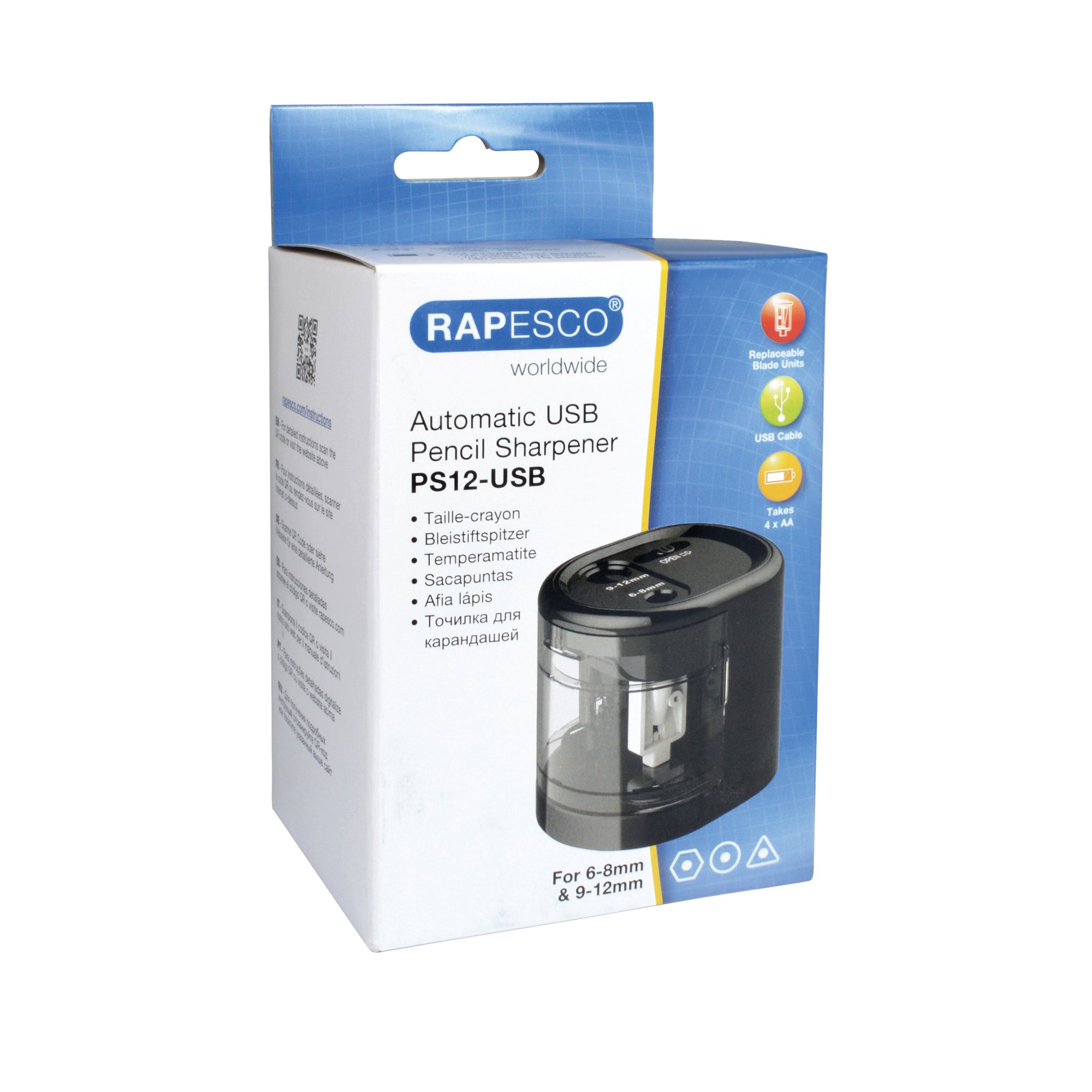 RAPESCO USB PENCIL SHARPENER BLACK