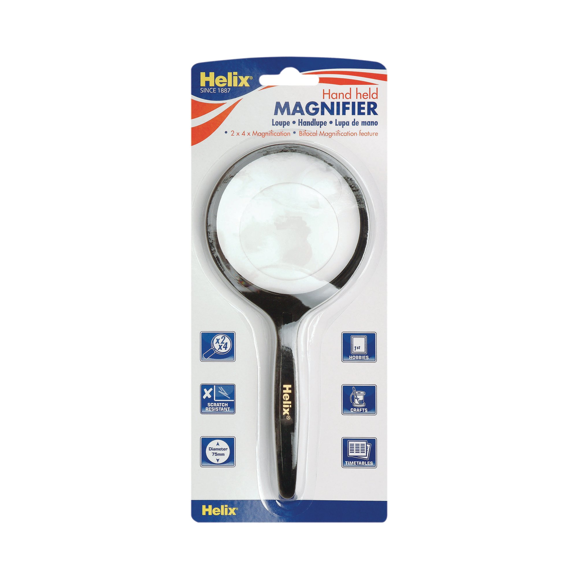 HELIX HAND HELD MAGNIFIER 75MM