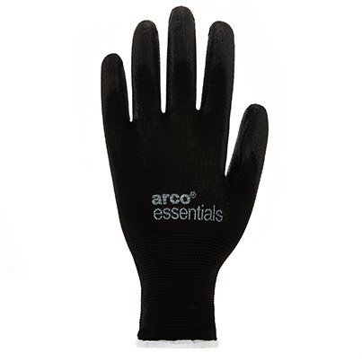 BLK PU NYLON GLOVES PRS 7 PK12