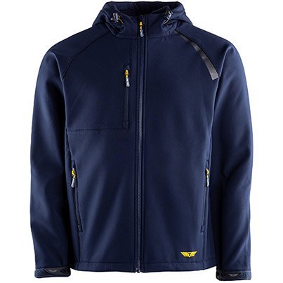 MENS NAVY HOODED SOFTSHELL JACKET L
