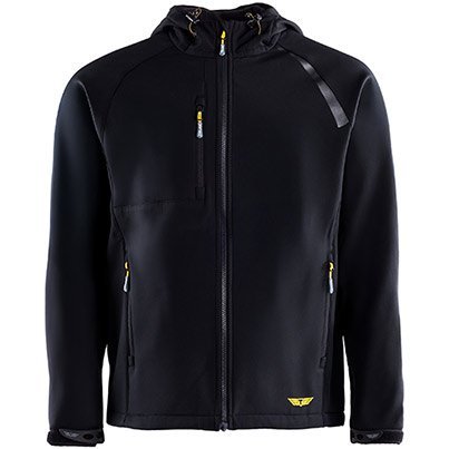 MENS BLK HOODED SOFTSHELL JACKET 2XL