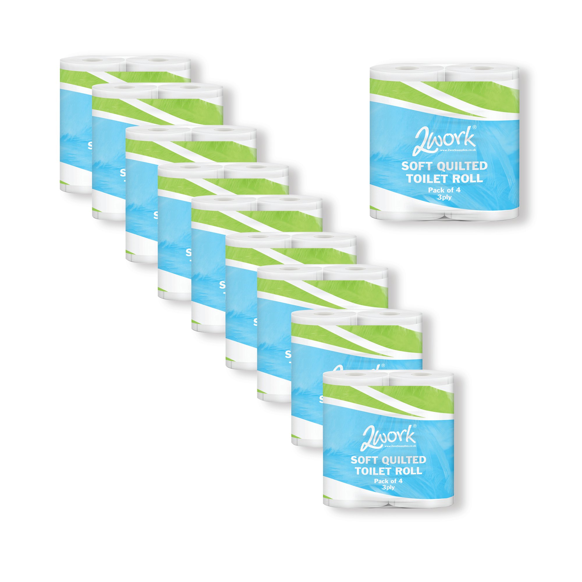 2WORK QUILTED TOILET ROLL 3-PLY PK40