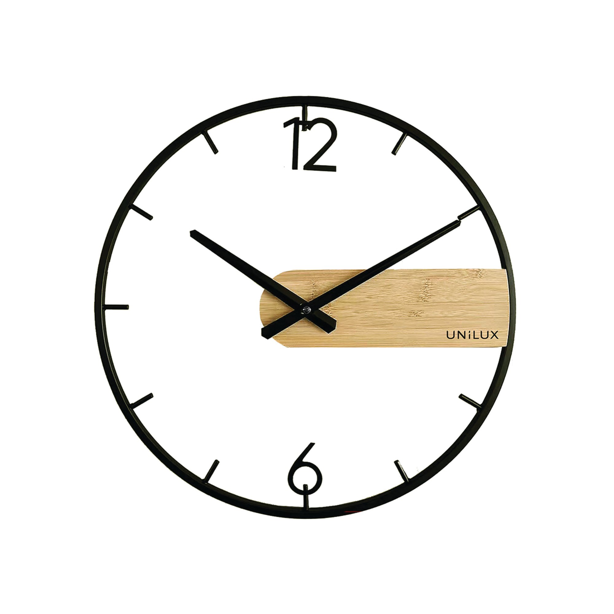 UNILUX CIRCLE WALL CLOCK BAMBOO/BLK