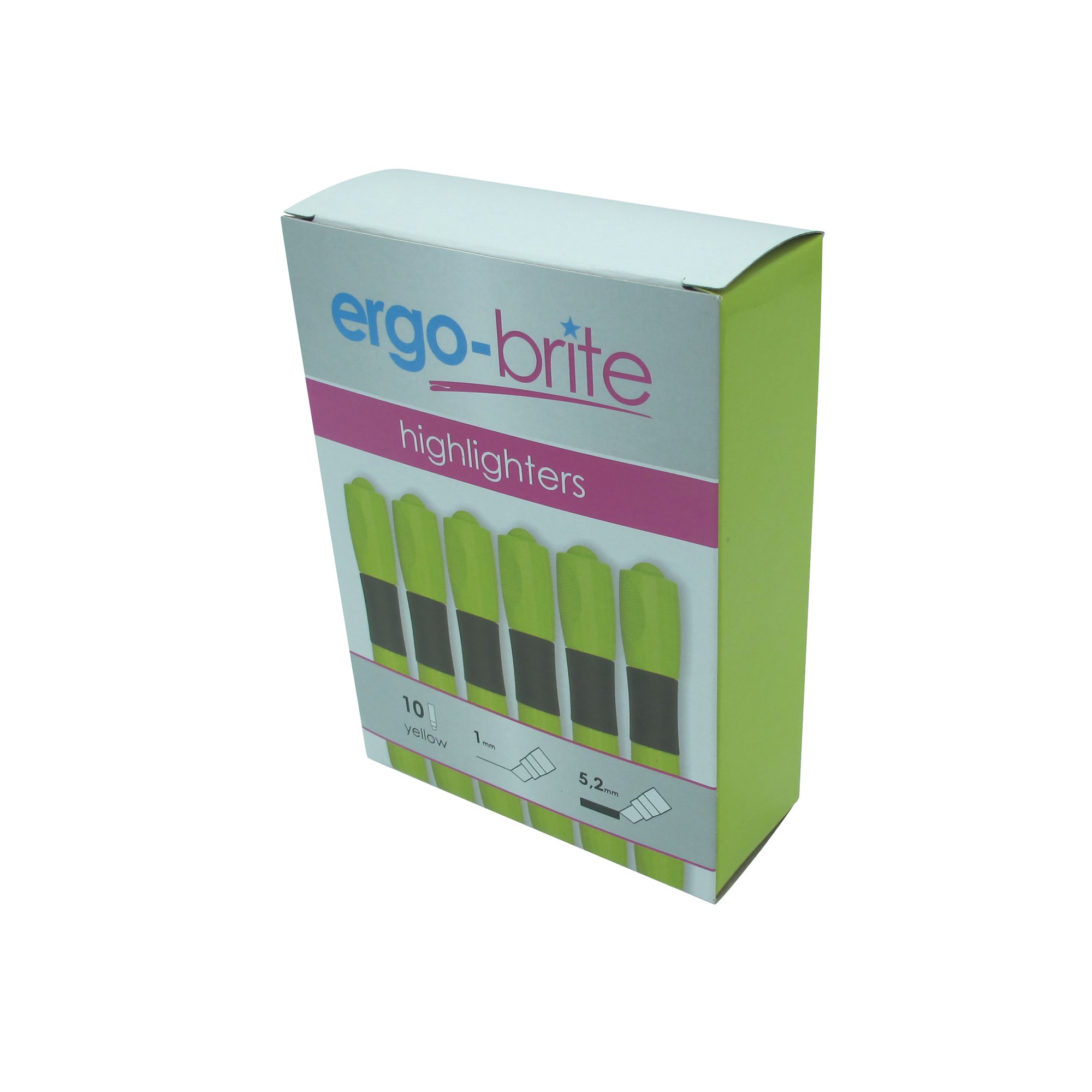 ERGONOMIC HIGHLIGHTER PEN YLW PK10
