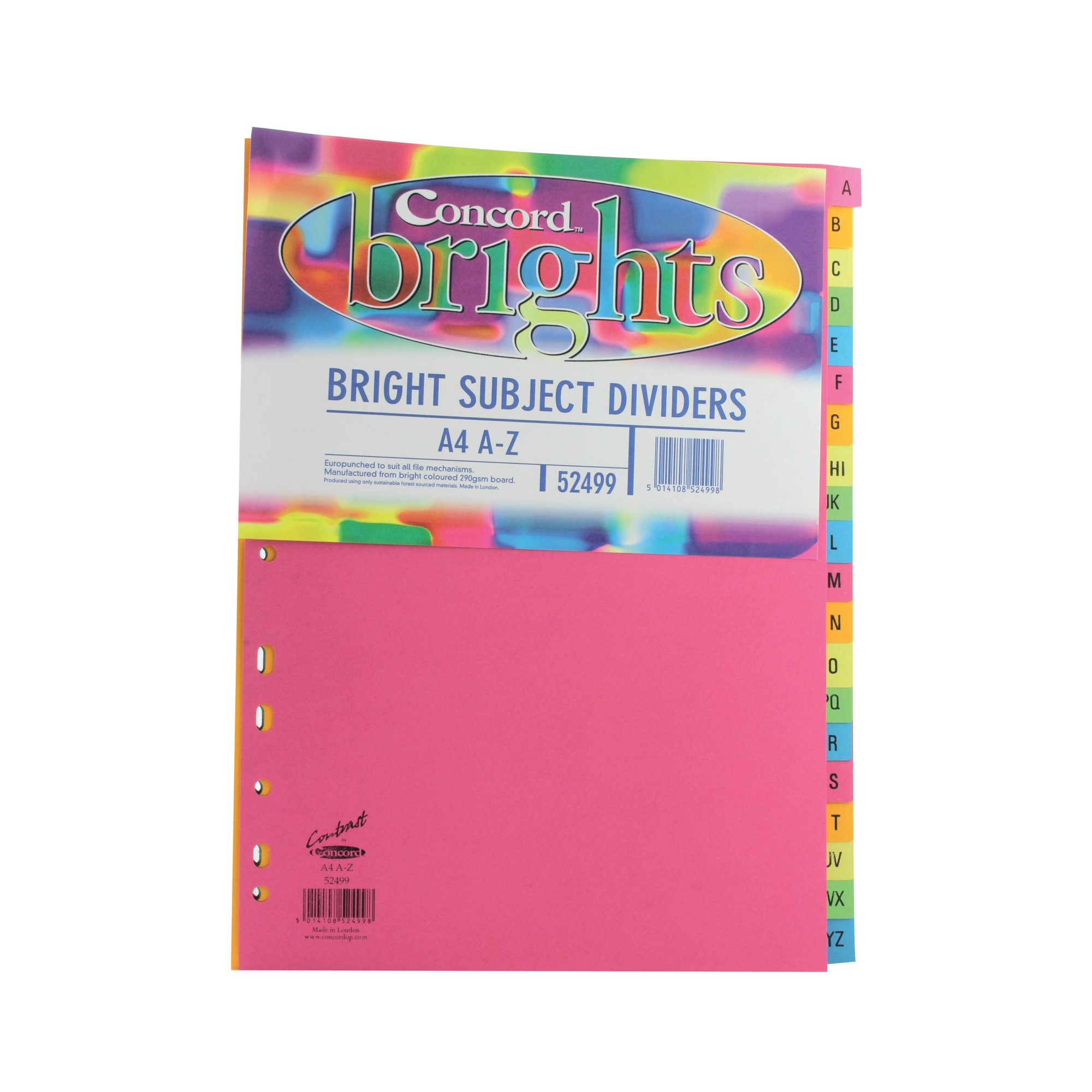 CONCORD BRIGHT A-Z DIVIDER A4 PK10