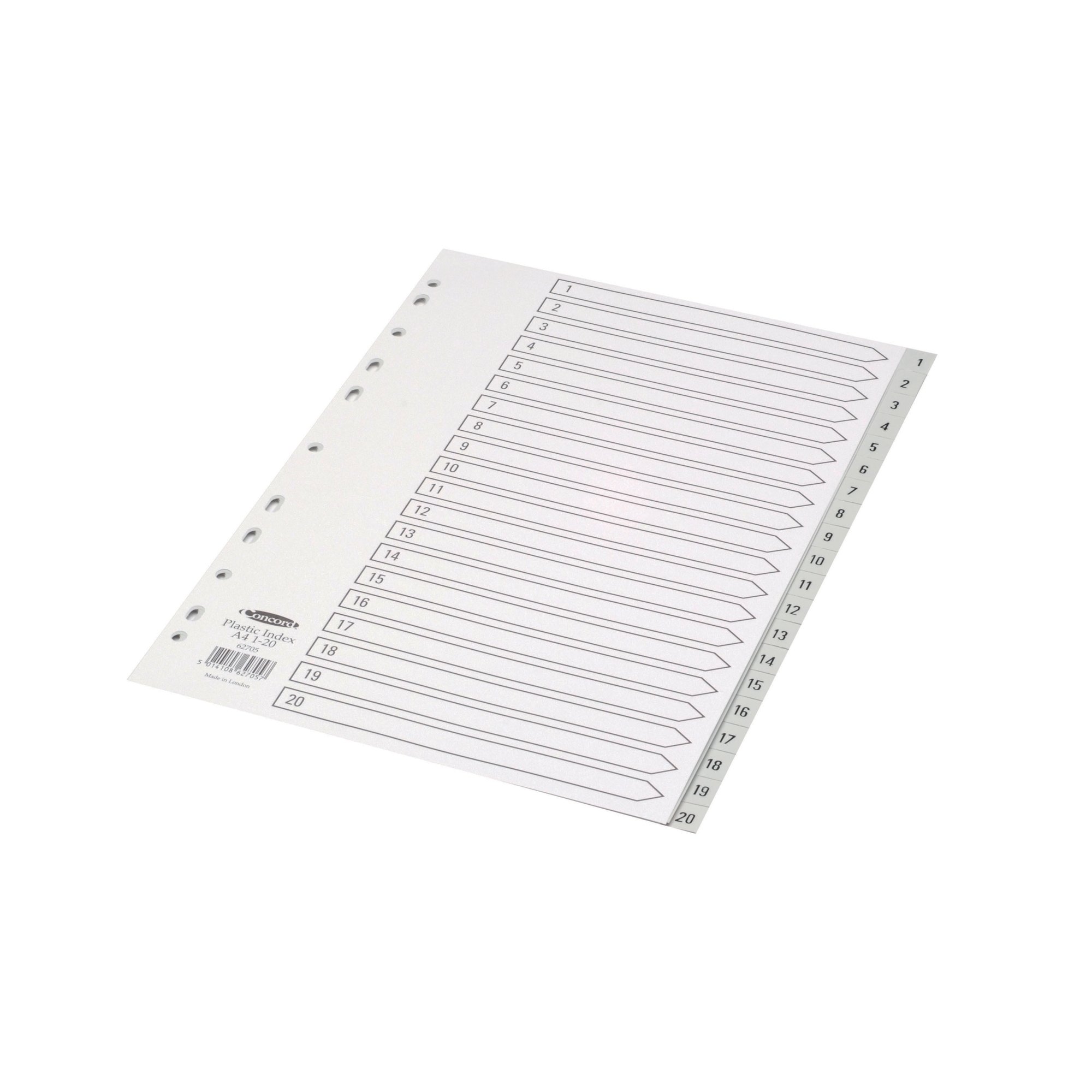 CONCORD PVC INDEX A4 1 TO 20 GREY