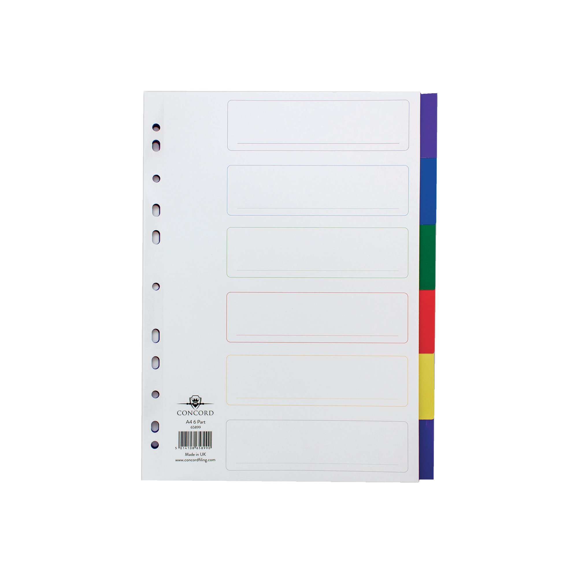 CONCORD 6 PART DIVIDER COLOURED TABS