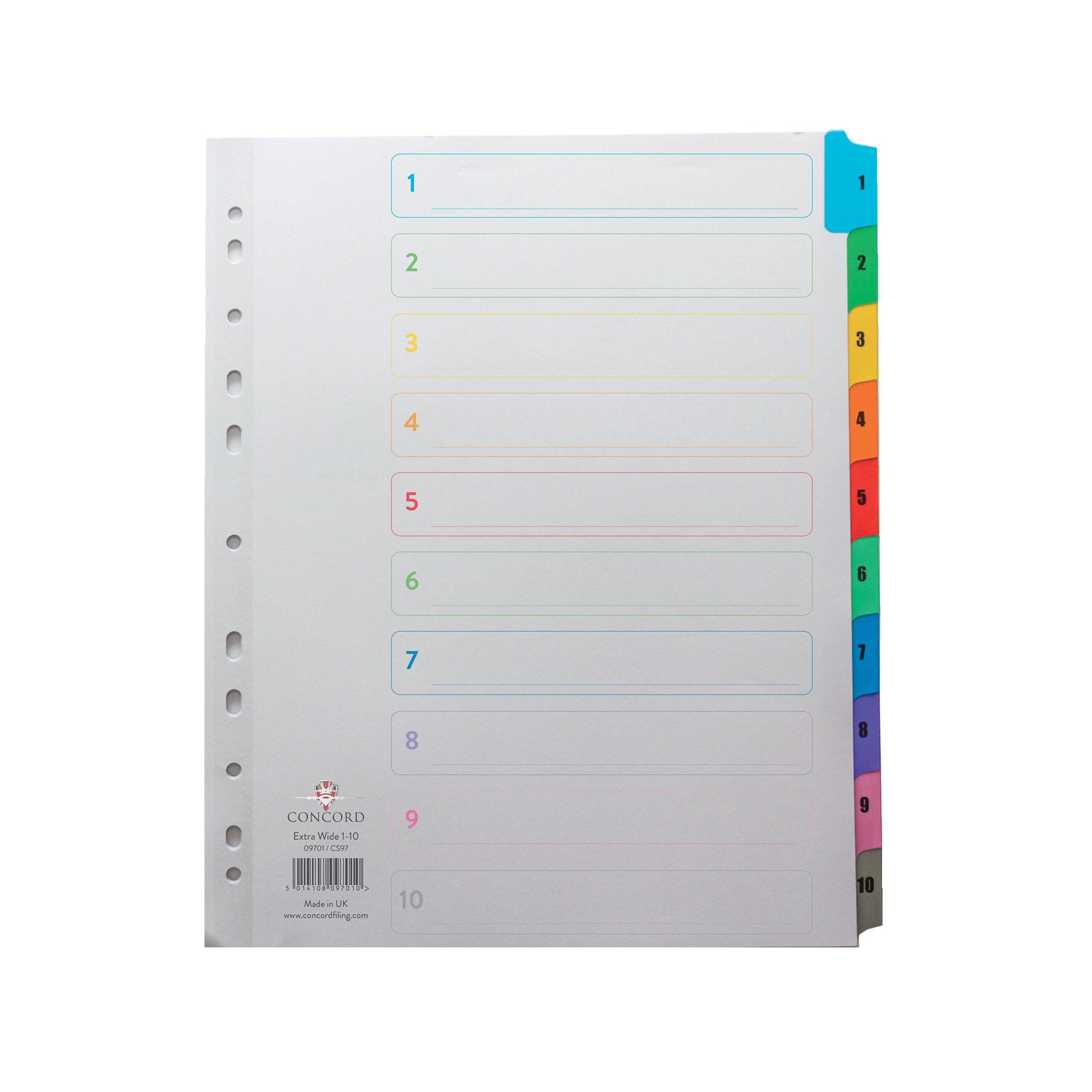 CONCORD INDEX 1-10 A4 EW MULTICOLOUR