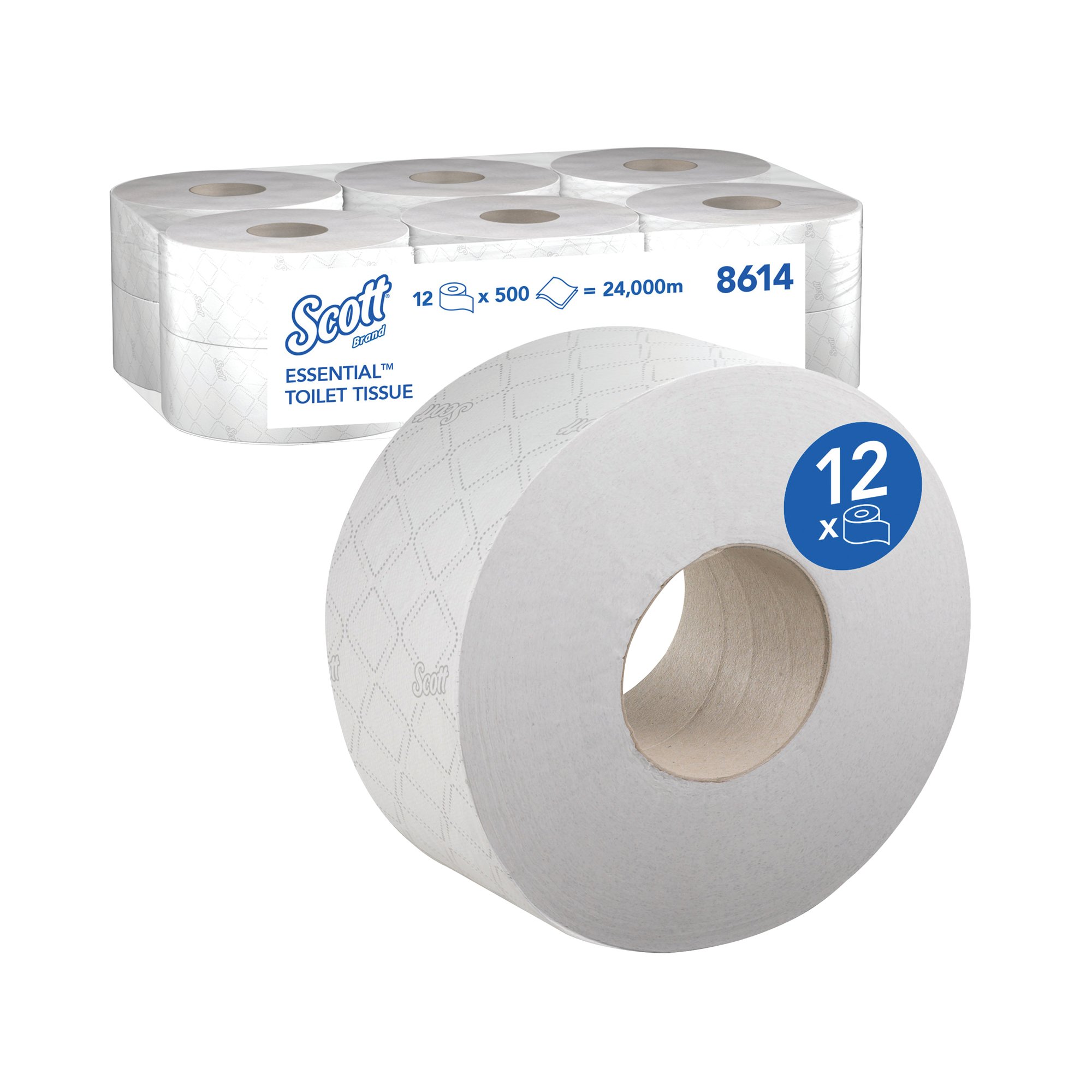 SCOTT MINI JUMBO WC TISSUE WHT PK12