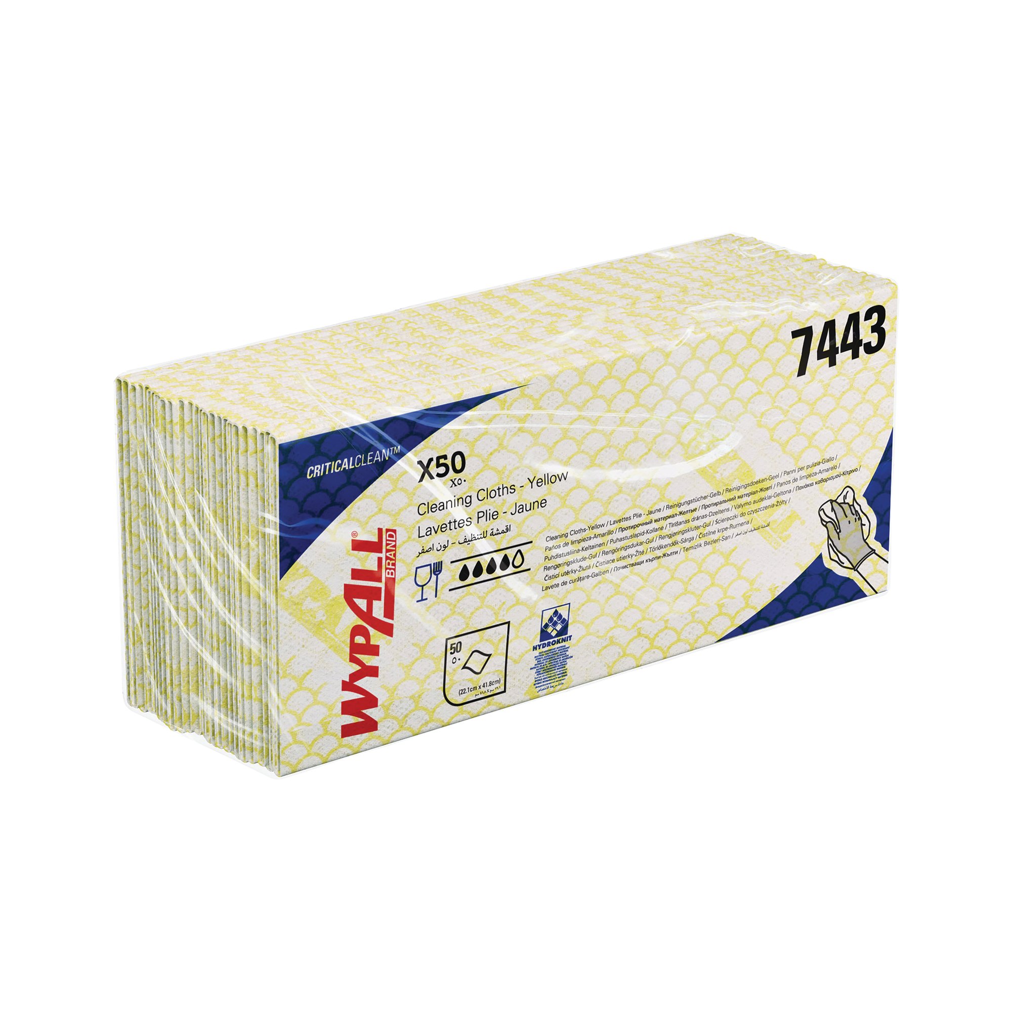 WYPALL X50 CLEANING CLOTHS YLW PK50