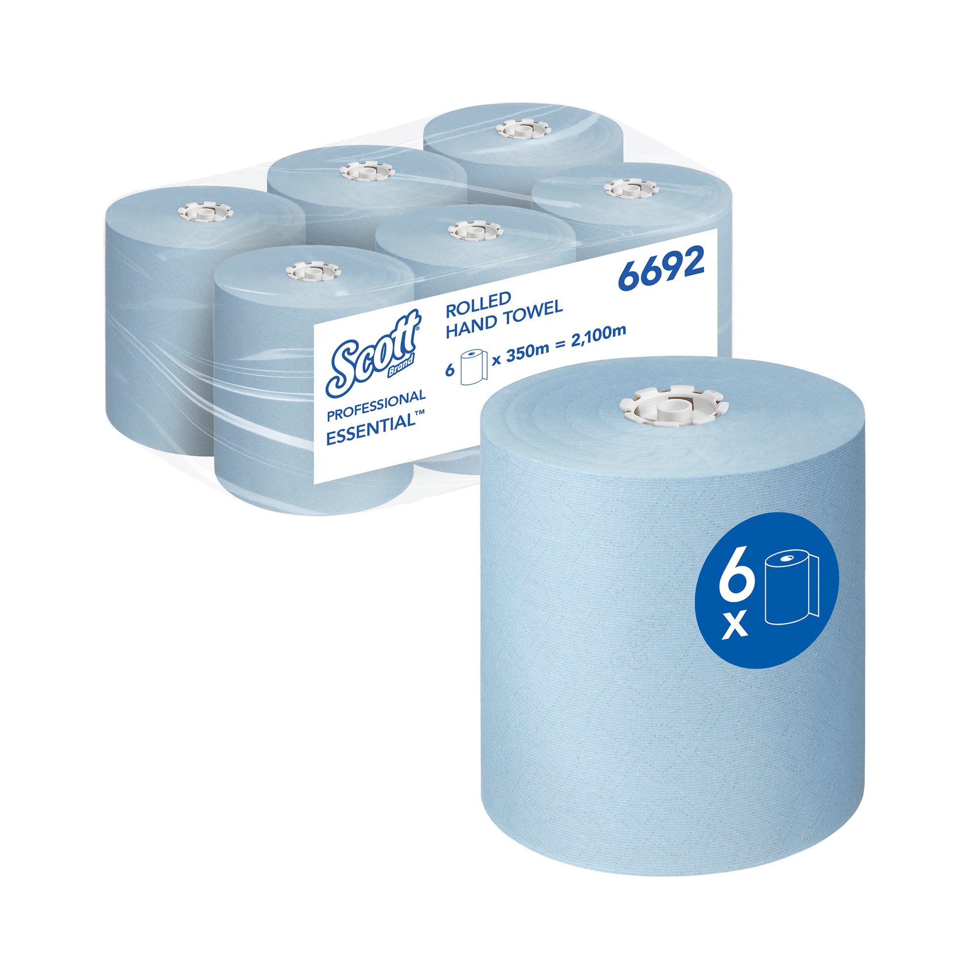 SCOTT ESS ROLL HAND TWL 350M BLU PK6
