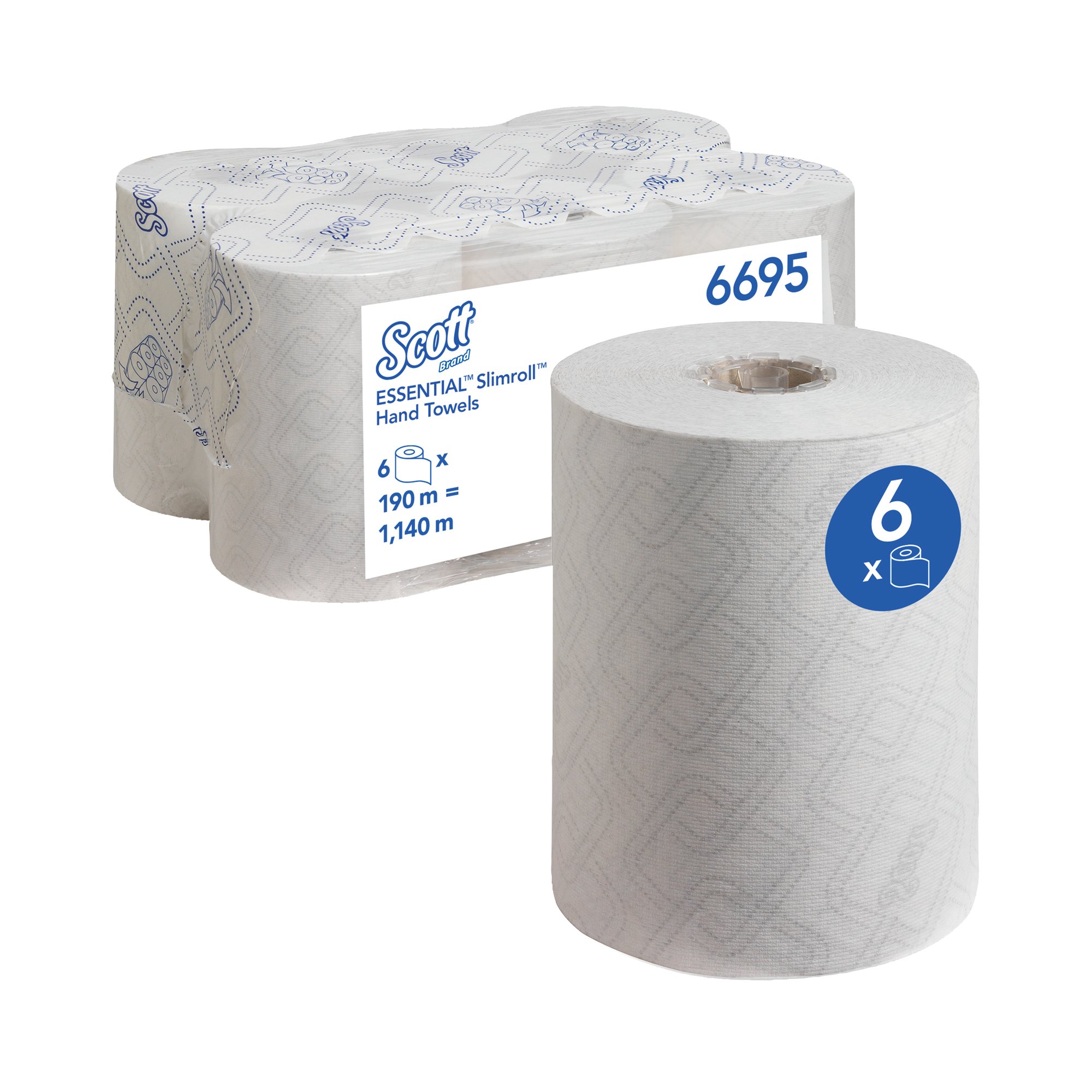 SCOTT SLIMROLL 1 PLY WHITE 190M PK6